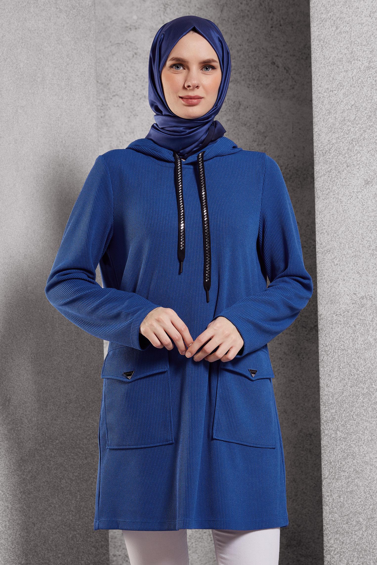 Vêtements hijab BLEU MARINE TUNIQUE DE SURVÊTEMENT À CAPUCHE 45135