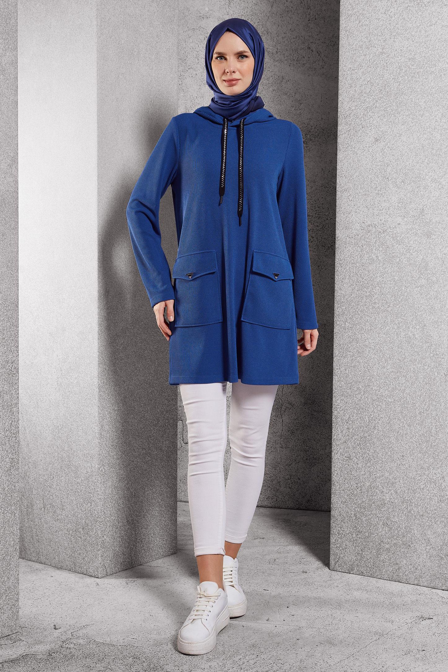 Vêtements hijab BLEU MARINE TUNIQUE DE SURVÊTEMENT À CAPUCHE 45135