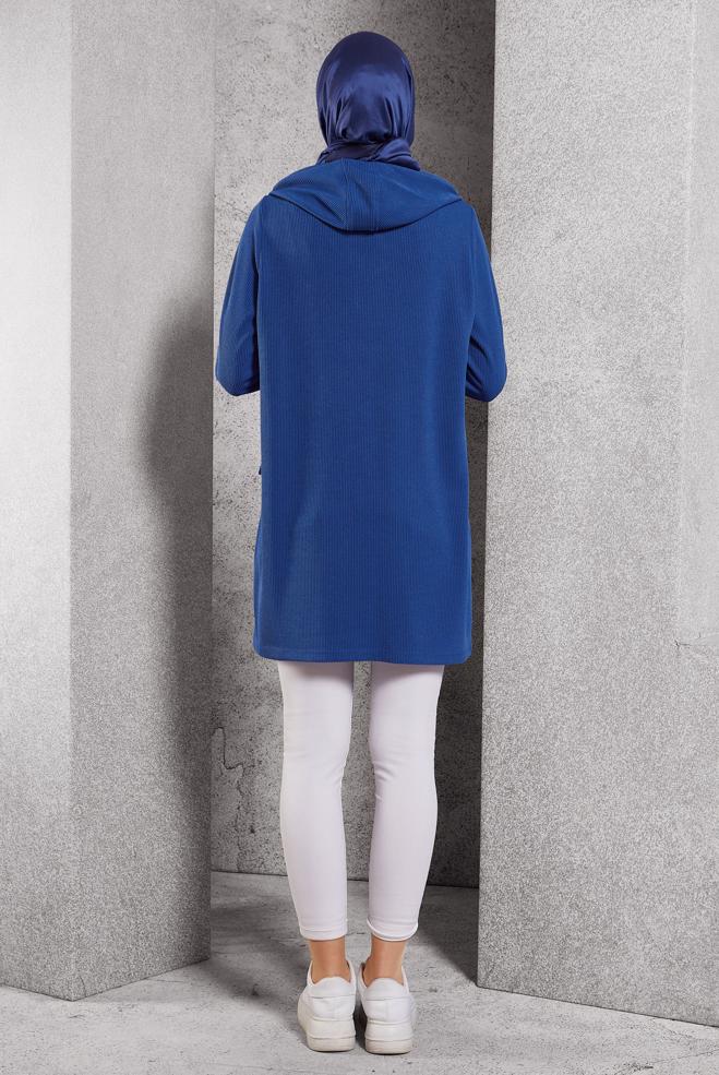 Vêtements hijab BLEU MARINE TUNIQUE DE SURVÊTEMENT À CAPUCHE 45135 - ALVİNA