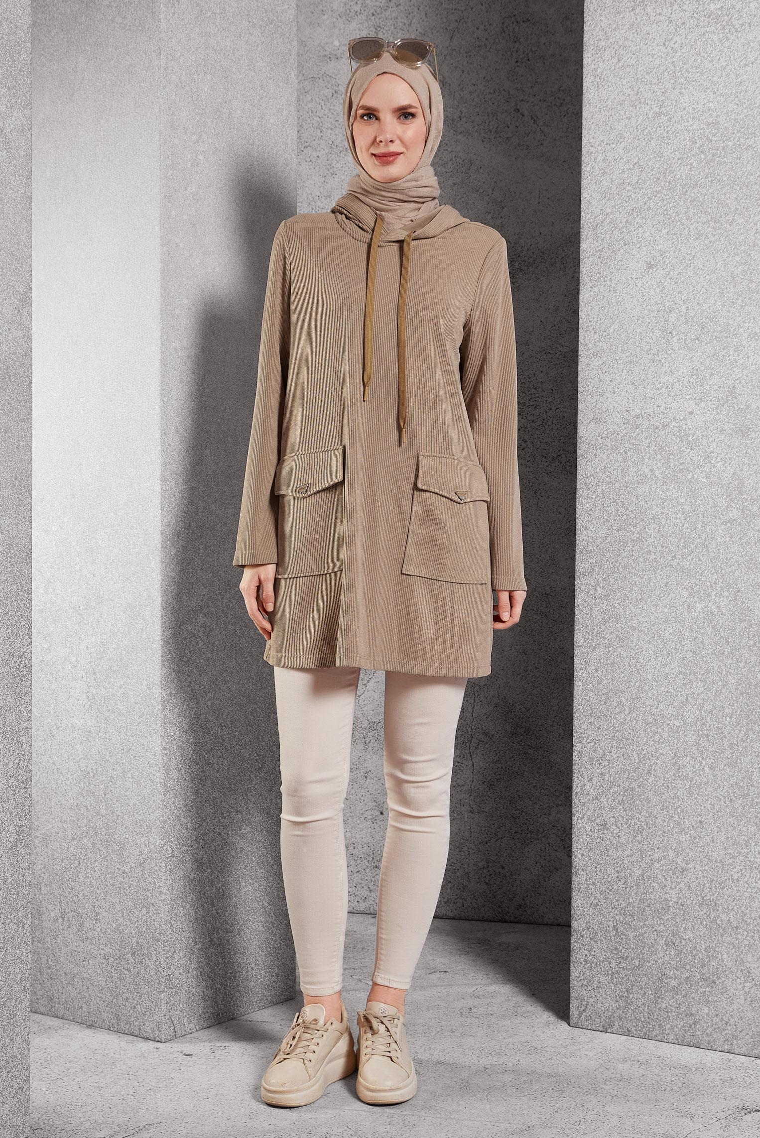 Vêtements hijab SABLE TUNIQUE DE SURVÊTEMENT À CAPUCHE 45135