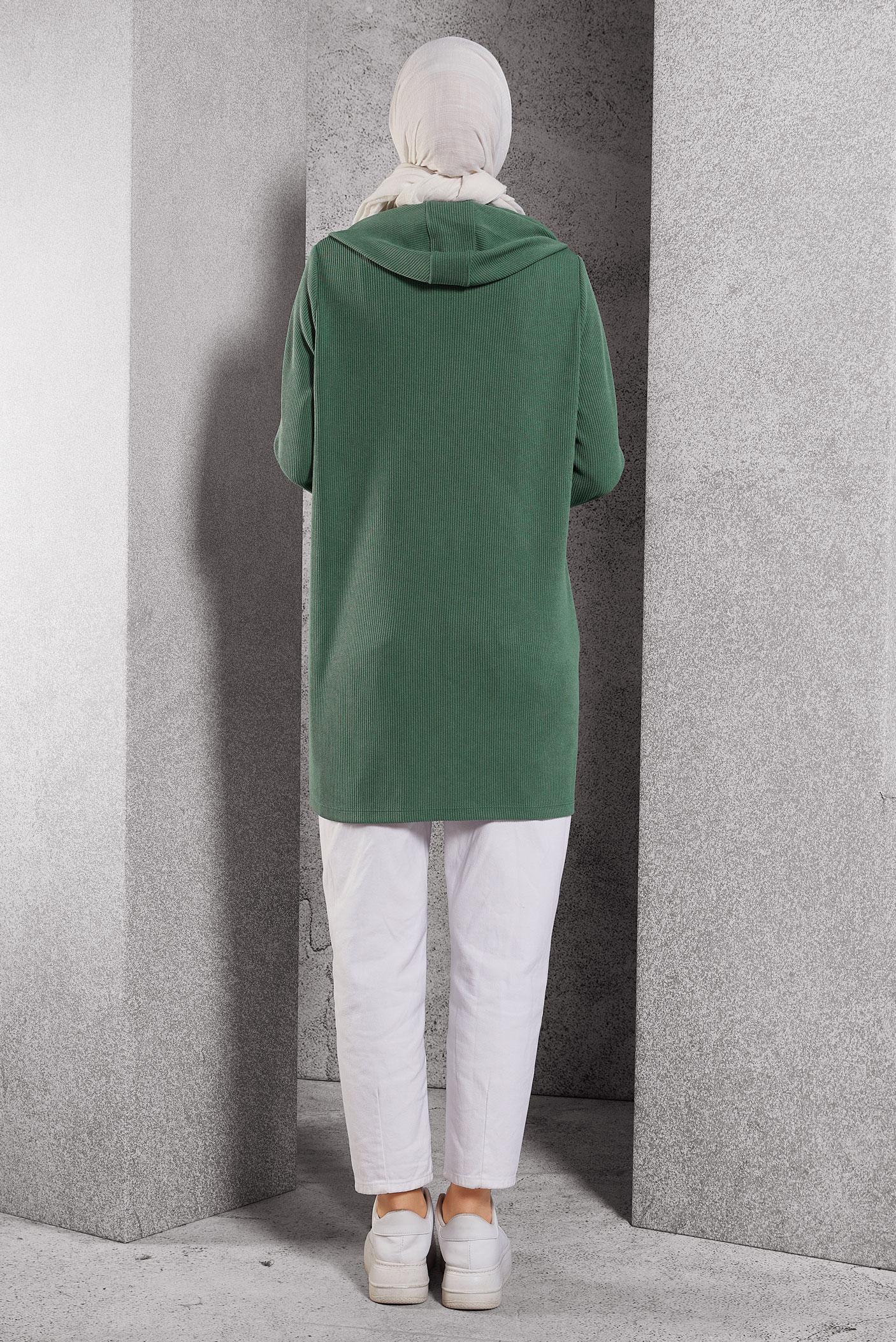 Hijab clothing GREEN HOODED TRACKSUIT TUNIC 45135