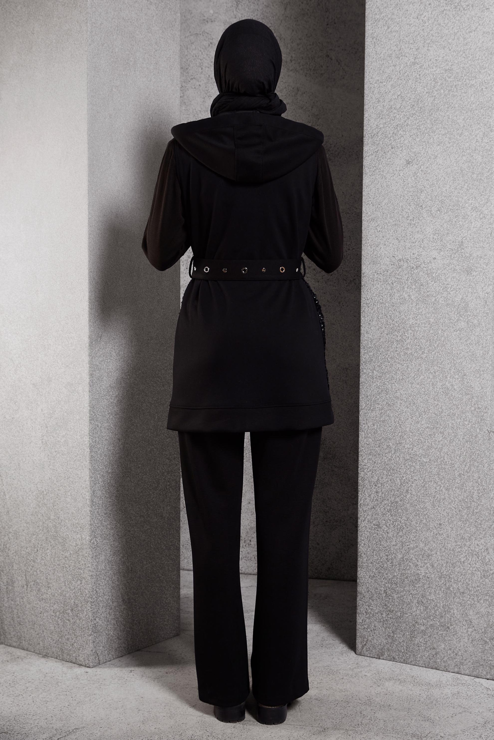 Tesettür giyim SİYAH YELEKLİ EŞOFMAN TAKIM 45151