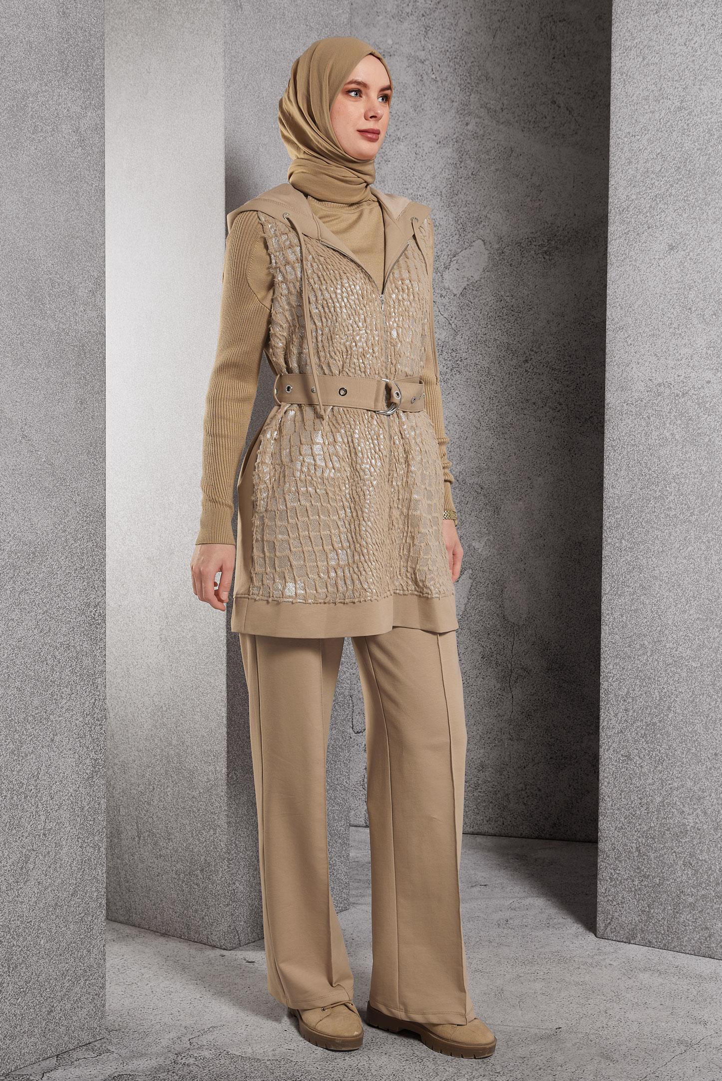 Vêtements hijab BRUN ENSEMBLE SURVÊTEMENT AVEC GILET 45151