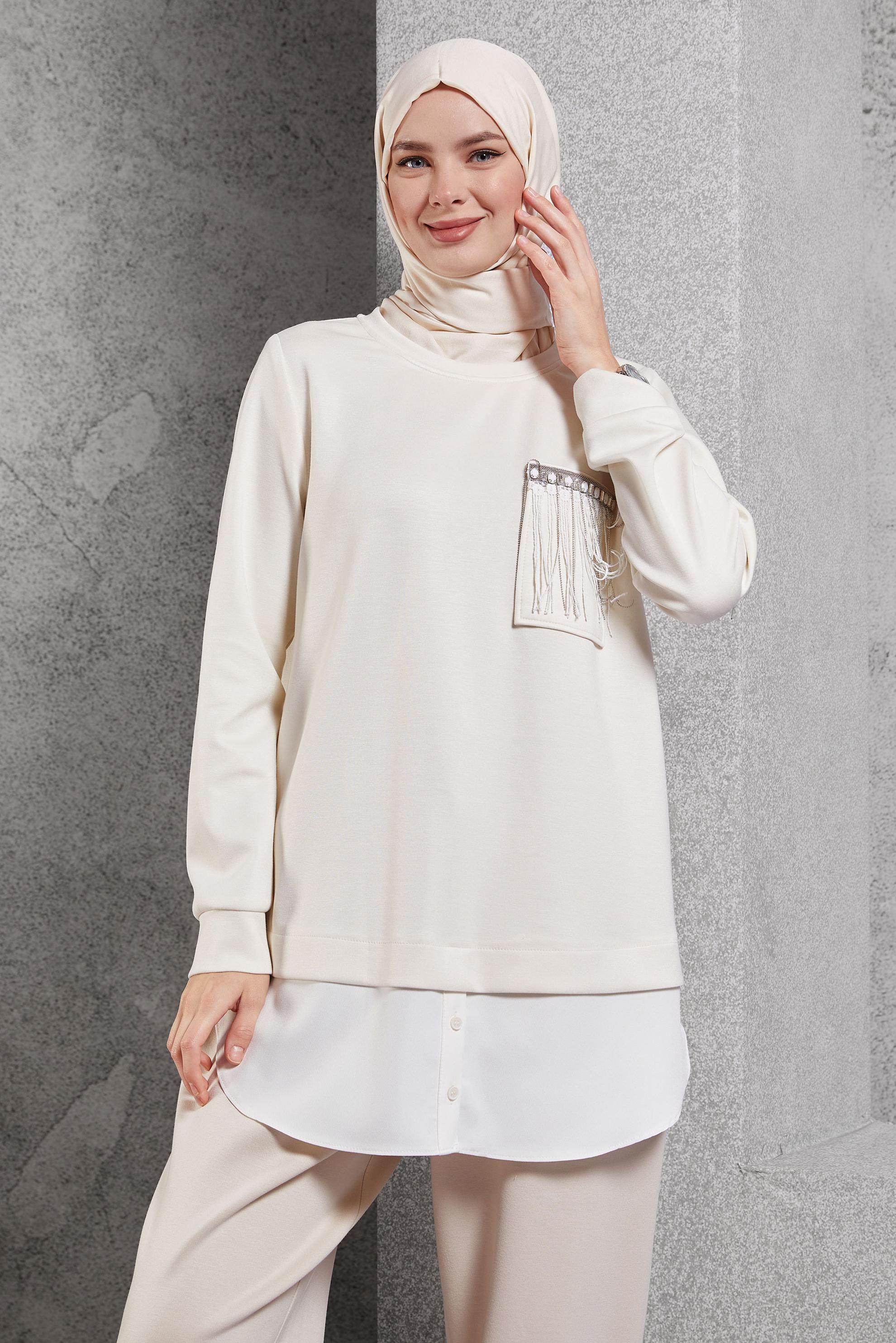 Vêtements hijab BLANC TUNIQUE DE SURVÊTEMENT 45153