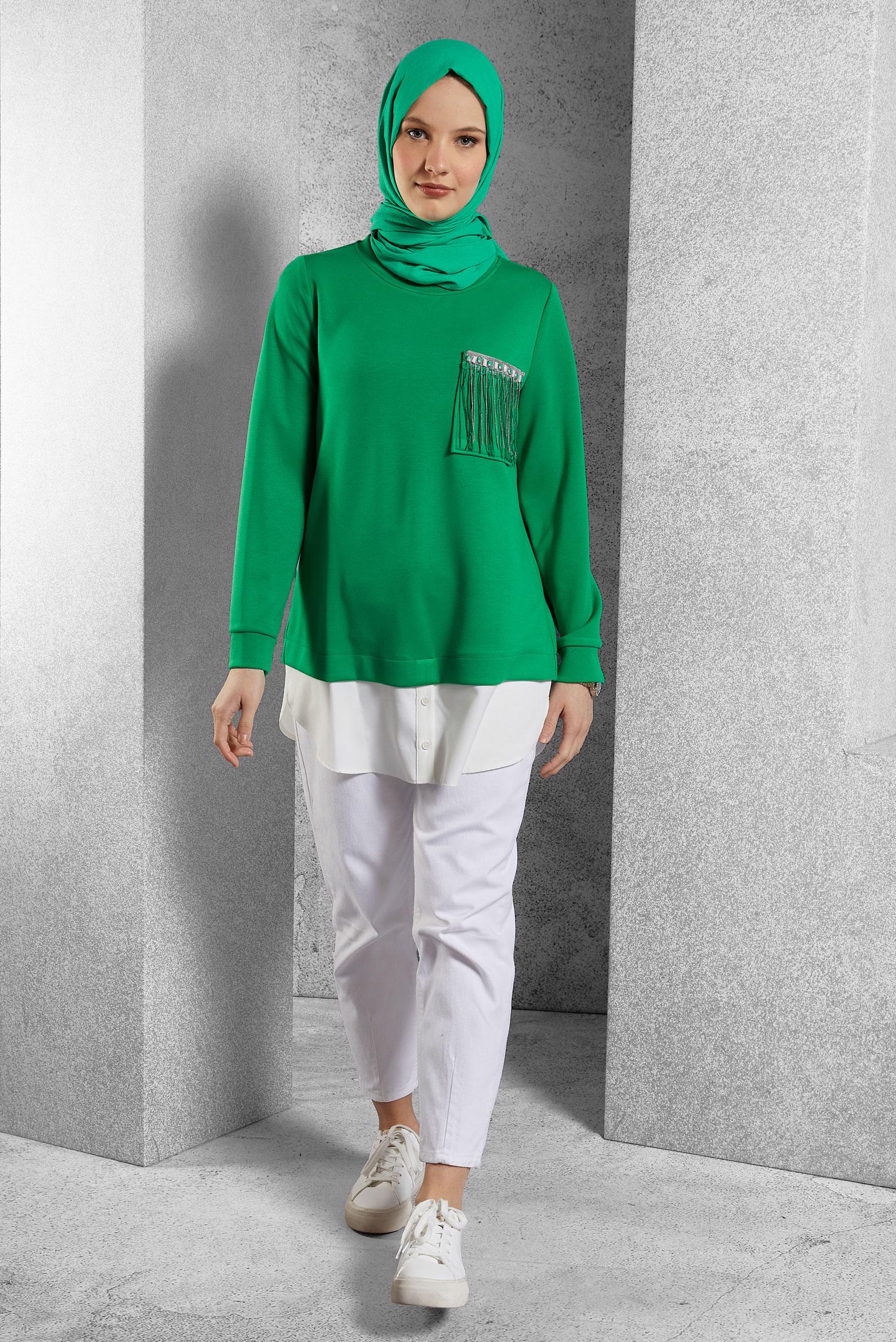 Vêtements hijab VERT TUNIQUE DE SURVÊTEMENT 45153