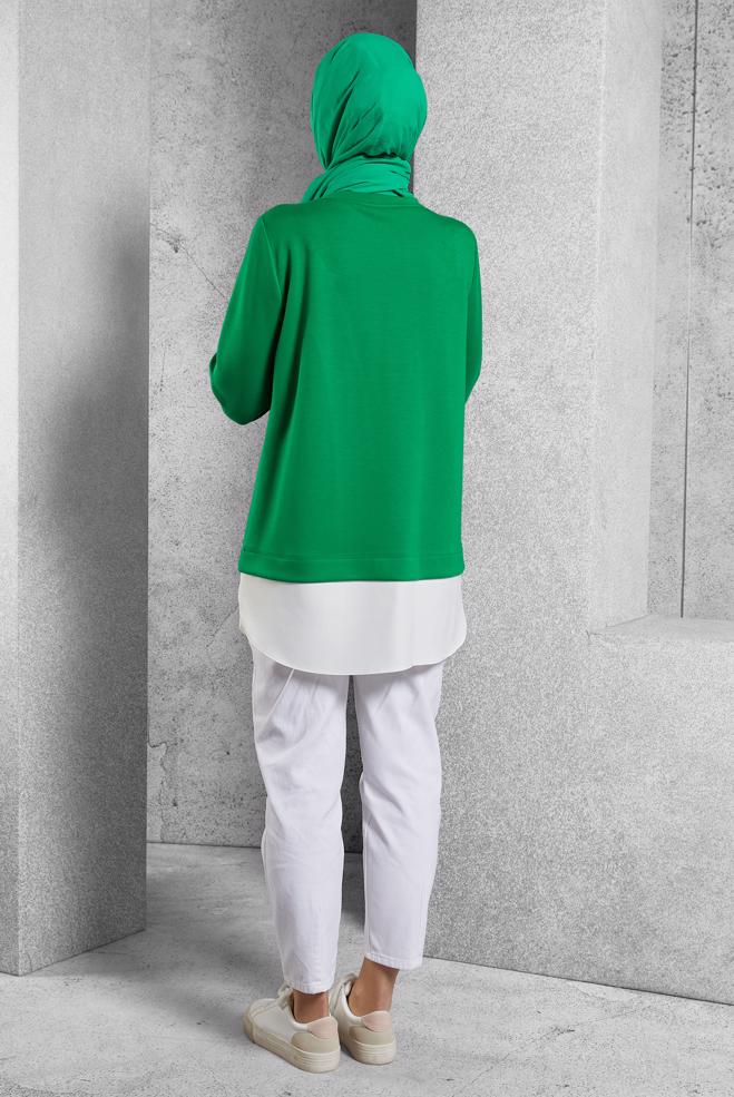 Tesettür giyim YEŞİL GARNİLİ EŞOFMAN TUNİK 45153 - ALVİNA