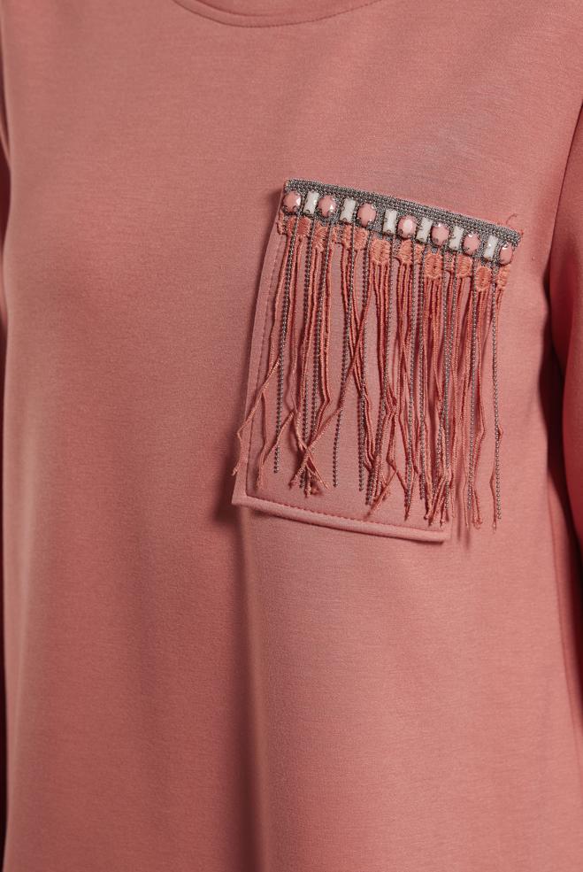 Tesettür giyim PUDRA GARNİLİ EŞOFMAN TUNİK 45153 - ALVİNA