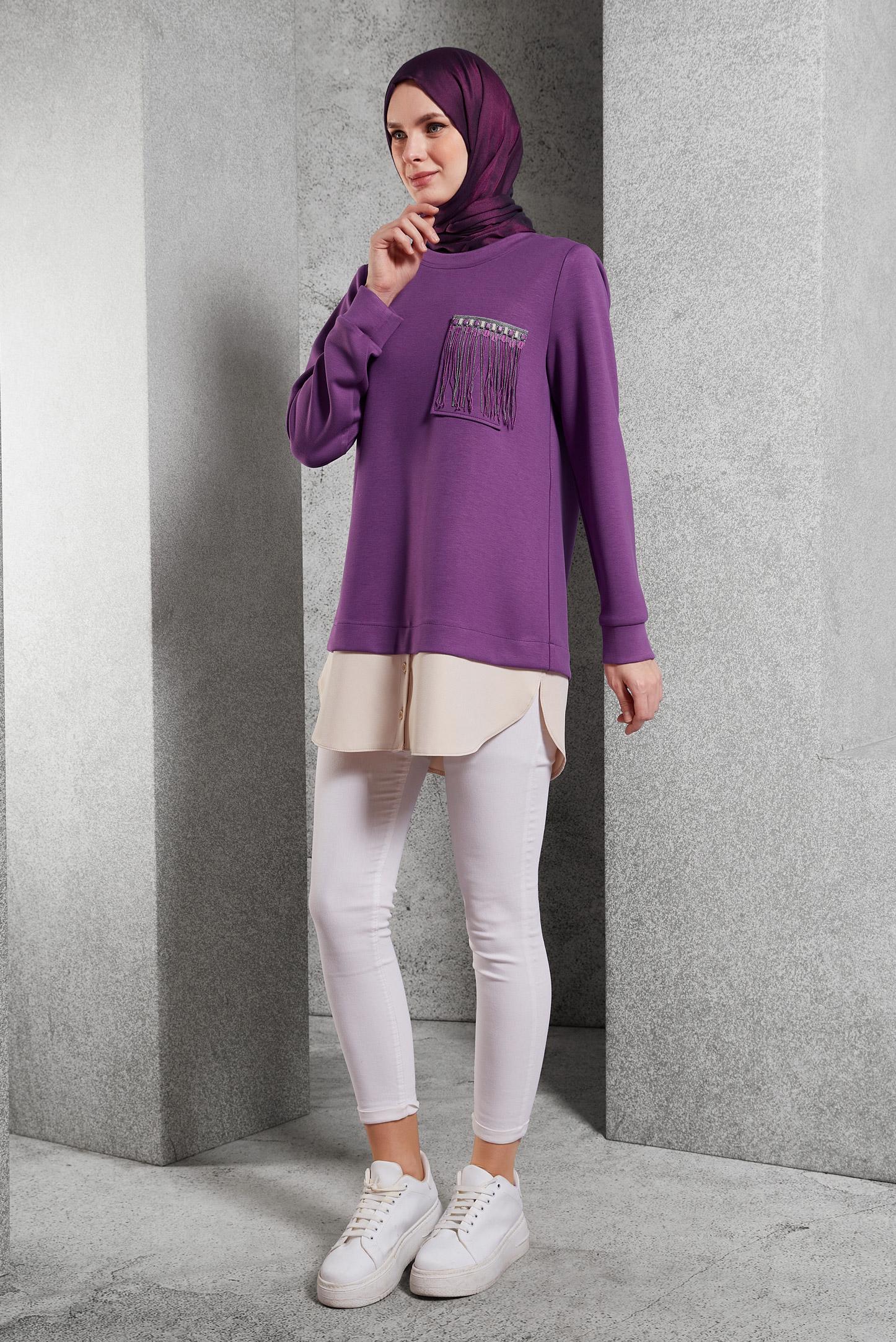 Vêtements hijab POURPRE TUNIQUE DE SURVÊTEMENT 45153