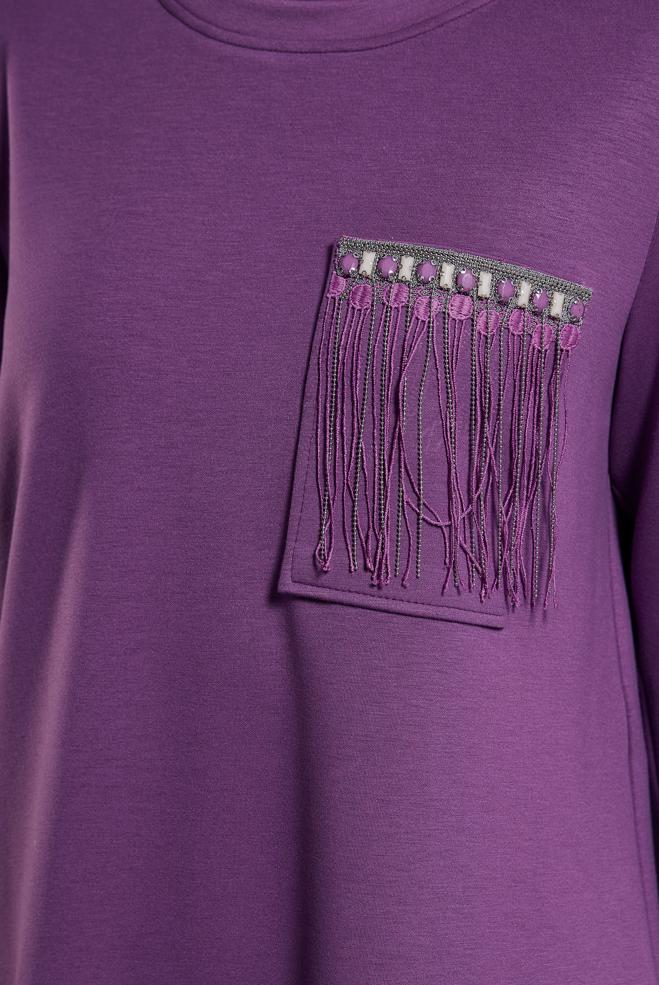 Tesettür giyim MOR GARNİLİ EŞOFMAN TUNİK 45153 - ALVİNA