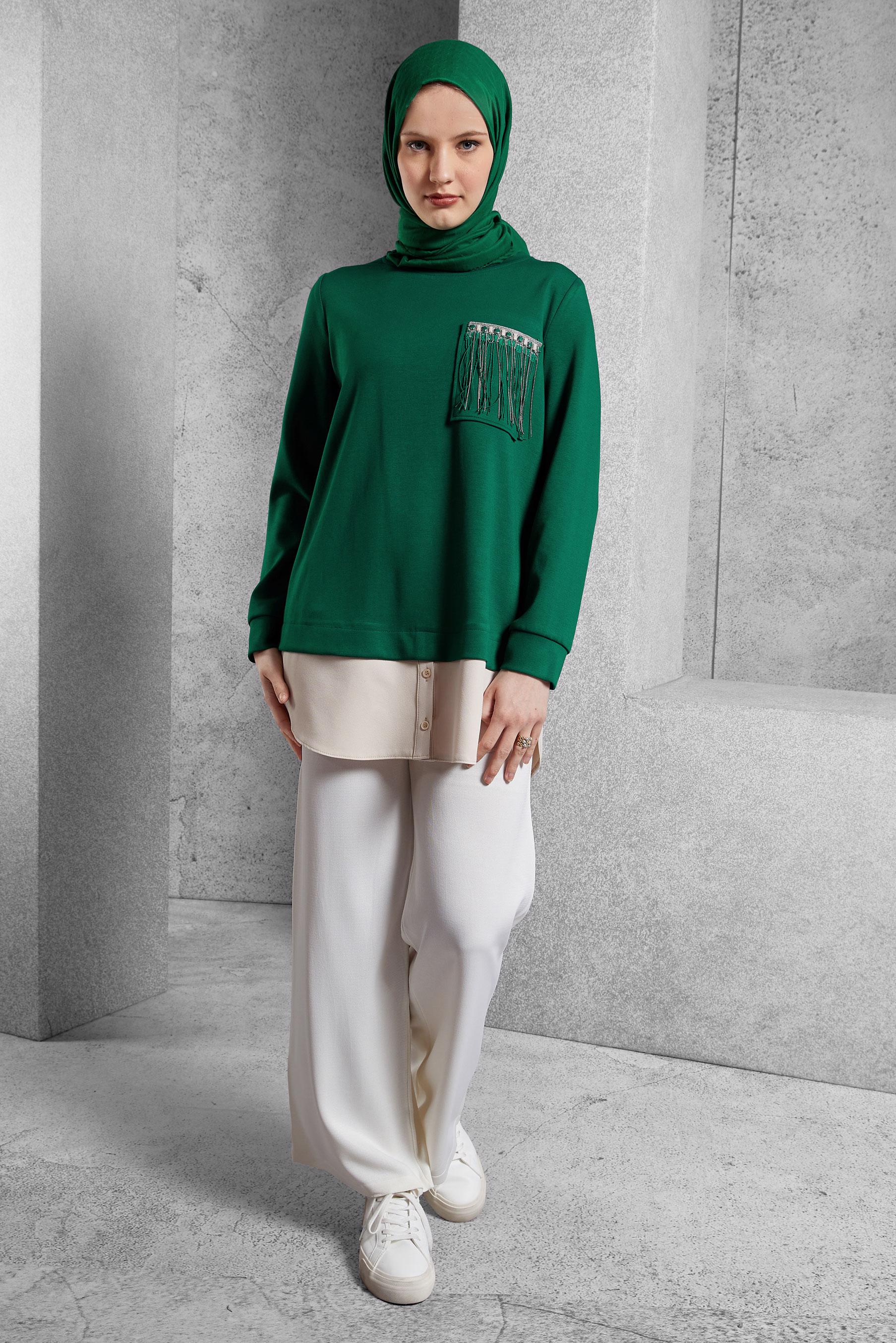 Vêtements hijab VERT TUNIQUE DE SURVÊTEMENT 45153