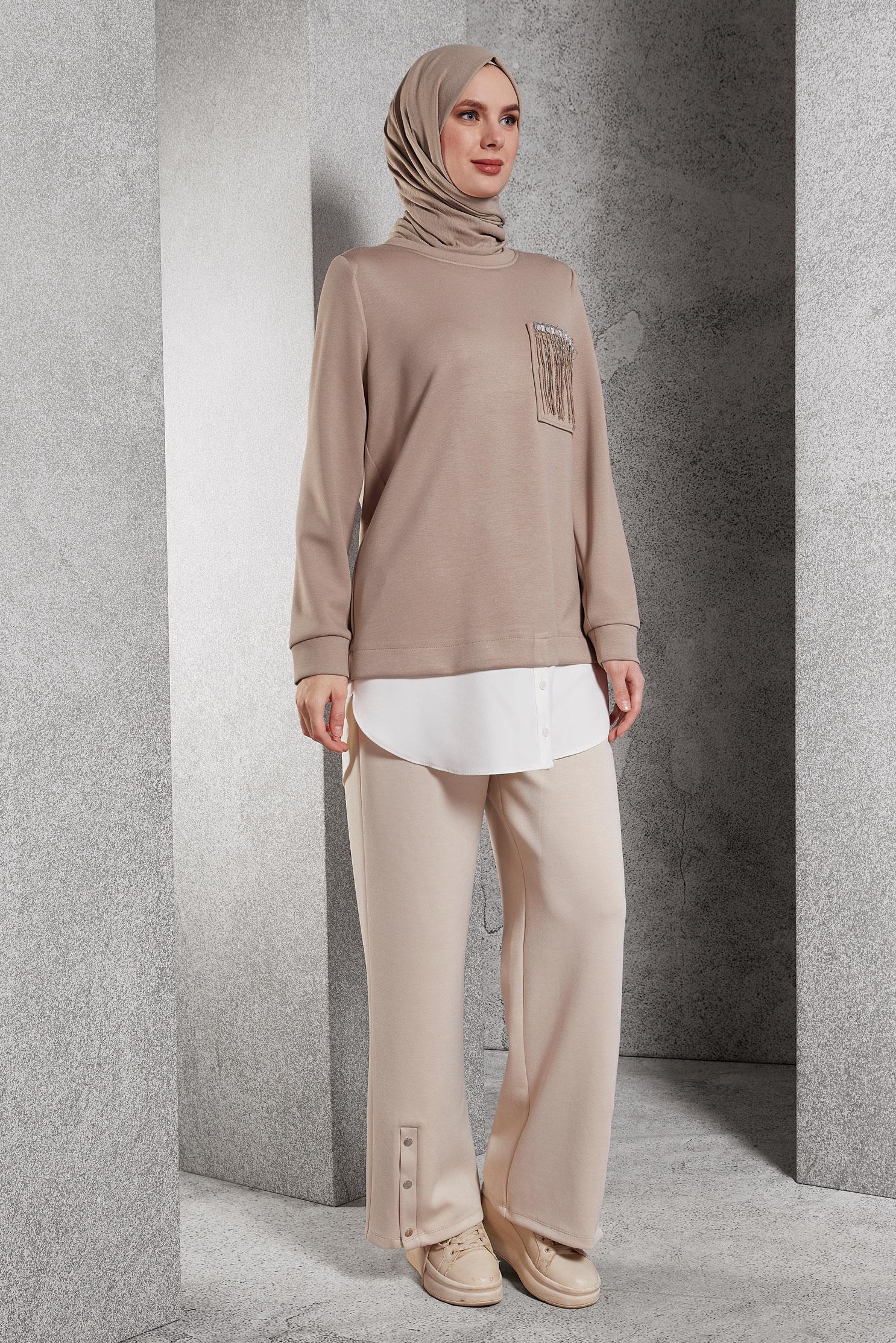 Vêtements hijab BRUN TUNIQUE DE SURVÊTEMENT 45153