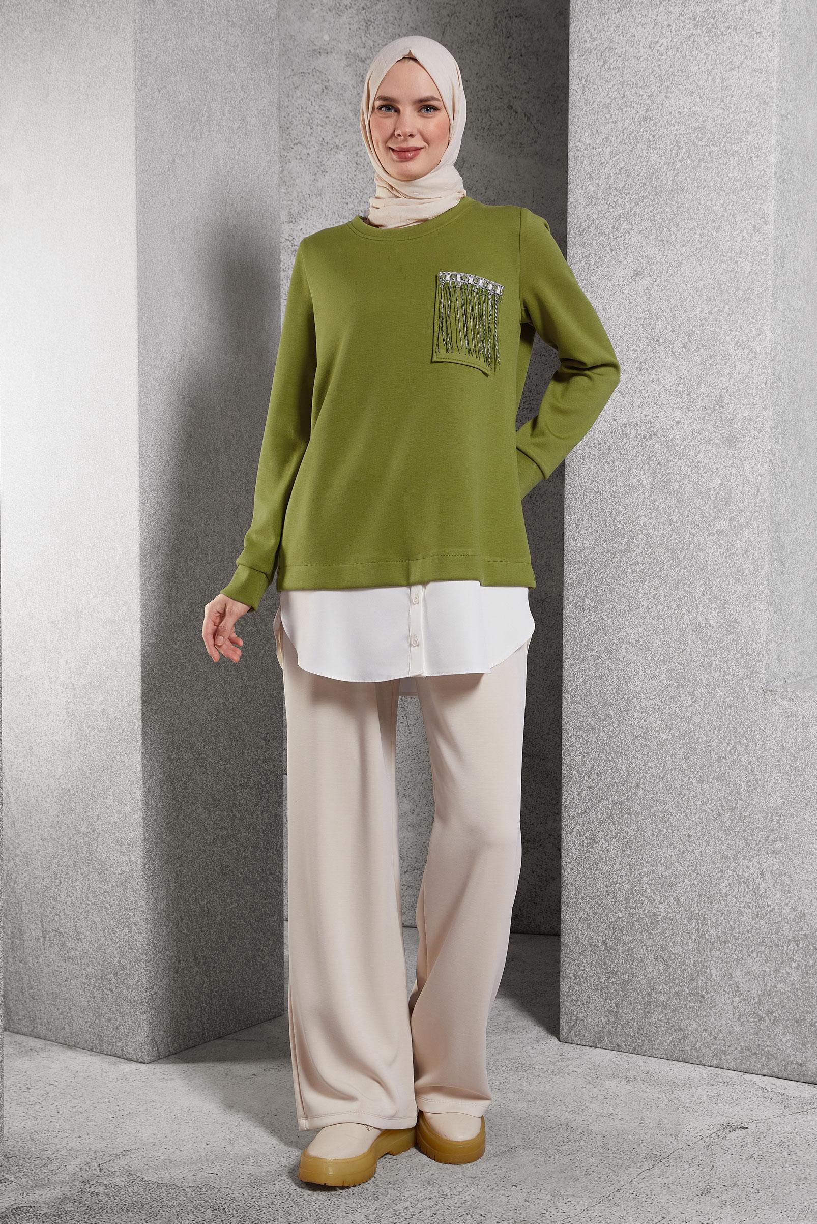 Vêtements hijab VERT TUNIQUE DE SURVÊTEMENT 45153