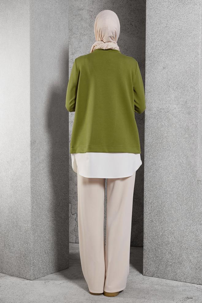 Tesettür giyim YEŞİL GARNİLİ EŞOFMAN TUNİK 45153 - ALVİNA