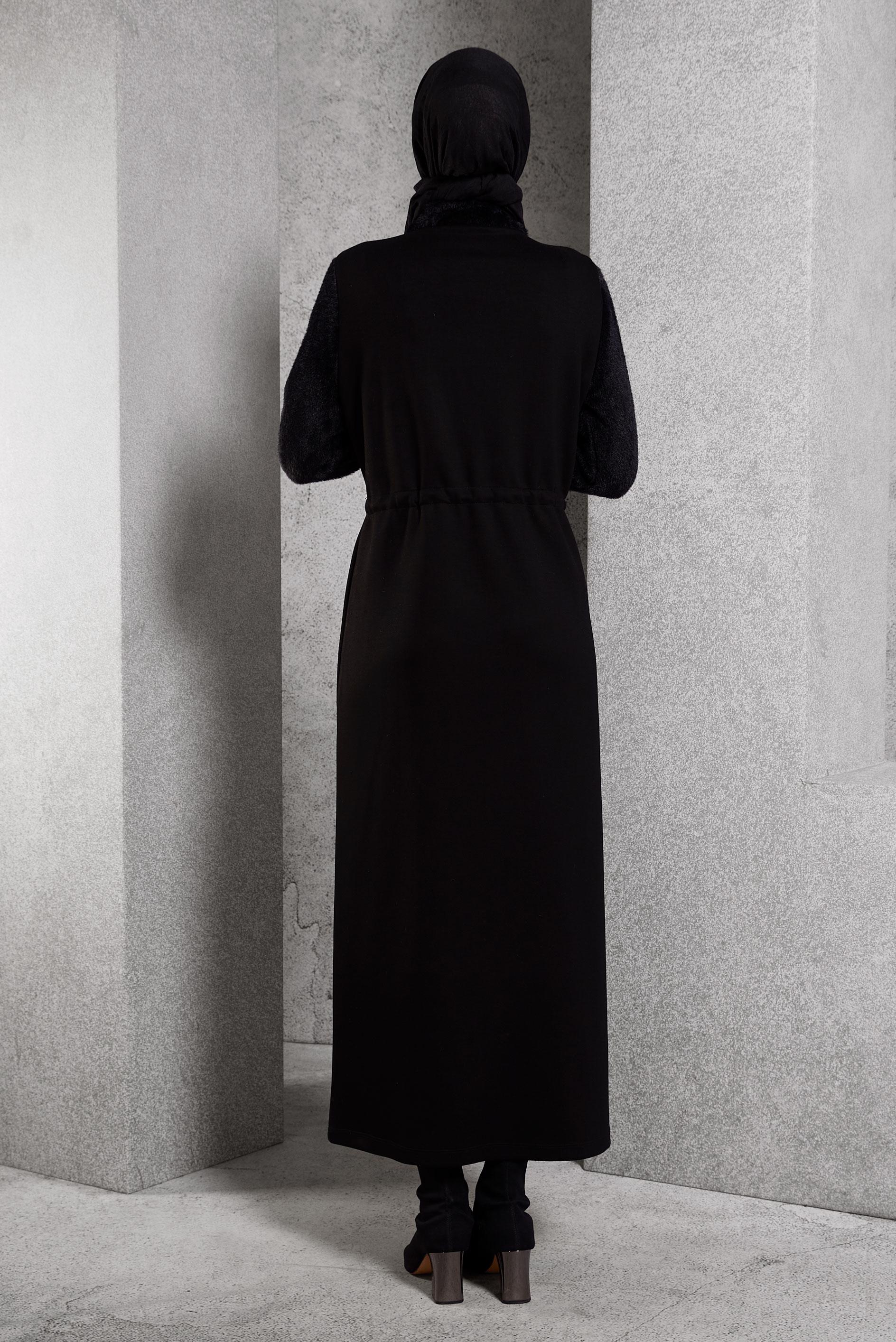 Vêtements hijab NOIR ROBE DE SURVÊTEMENT À TAILLE NOUÉE 45161