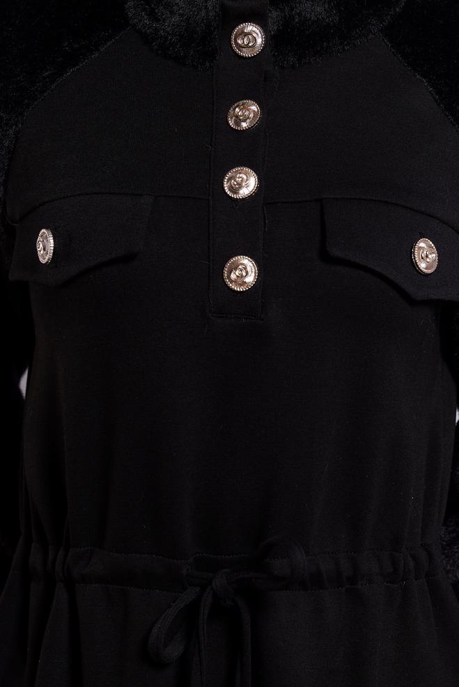 Vêtements hijab NOIR ROBE DE SURVÊTEMENT À TAILLE NOUÉE 45161 - ALVİNA