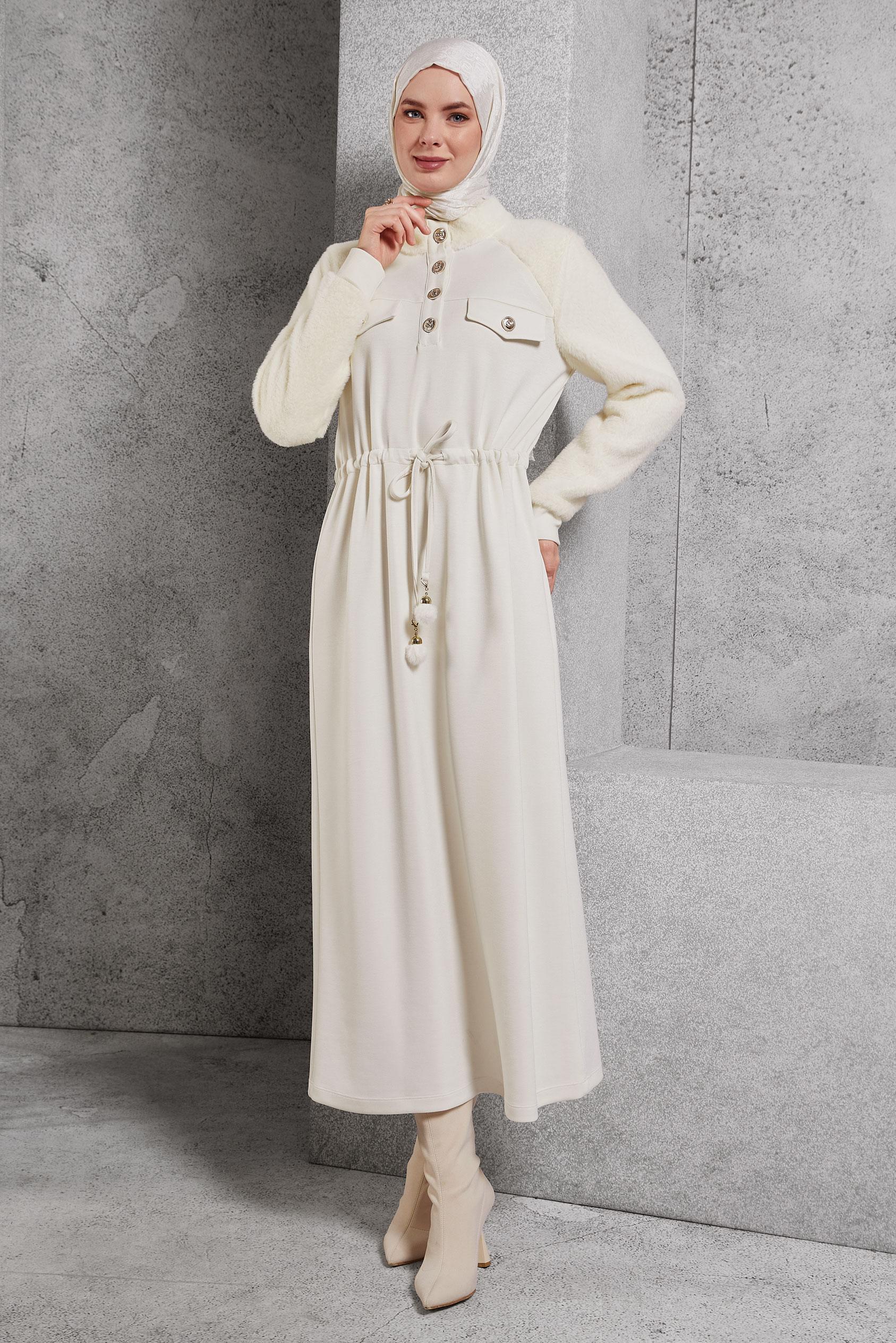 Vêtements hijab BLANC ROBE DE SURVÊTEMENT À TAILLE NOUÉE 45161