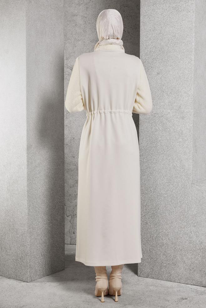 Vêtements hijab BLANC ROBE DE SURVÊTEMENT À TAILLE NOUÉE 45161 - ALVİNA