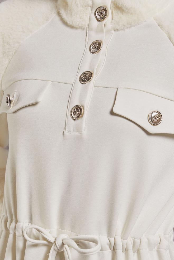 Vêtements hijab BLANC ROBE DE SURVÊTEMENT À TAILLE NOUÉE 45161 - ALVİNA