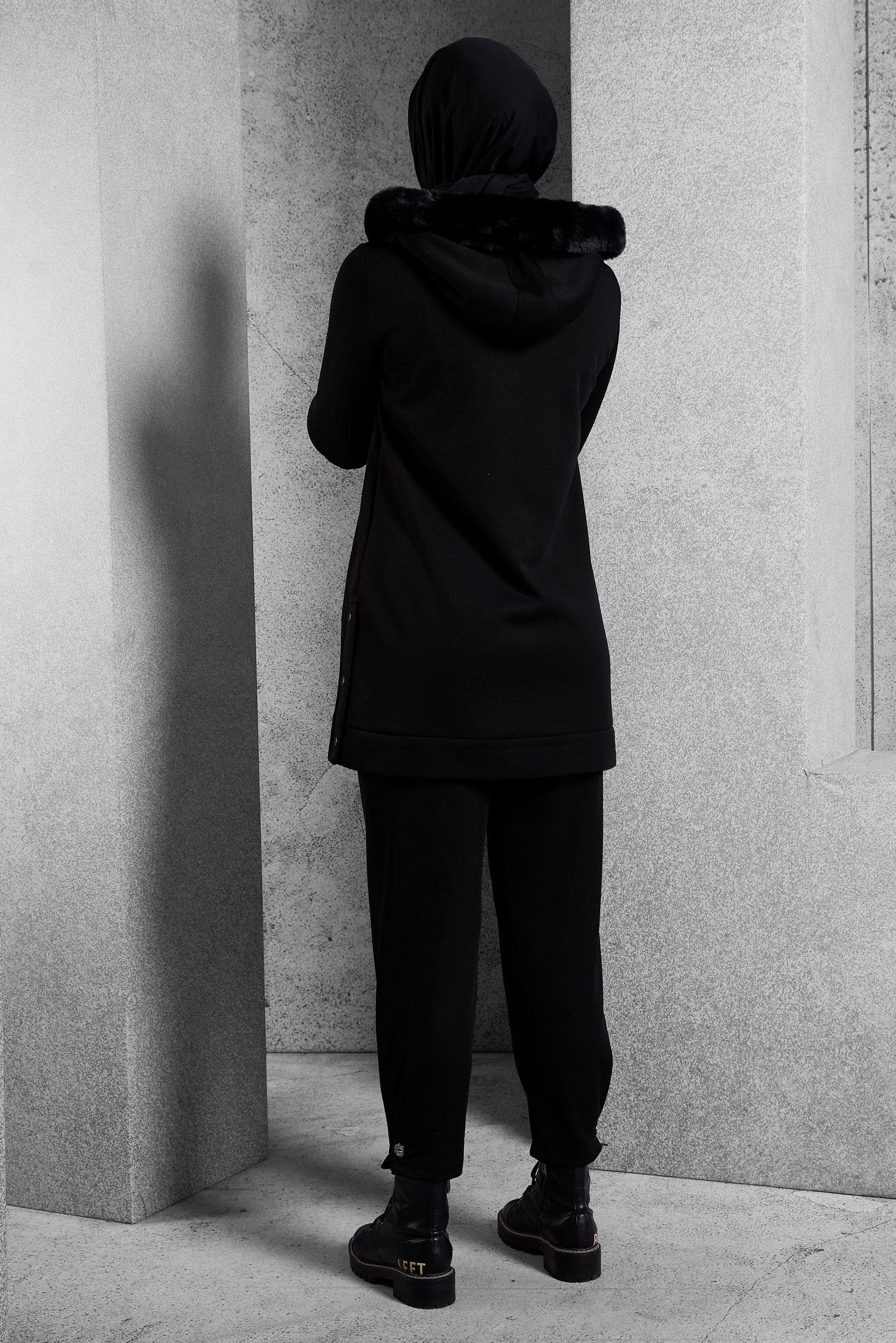 Vêtements hijab NOIR ENSEMBLE SURVÊTEMENT AVEC PANTALON 45179