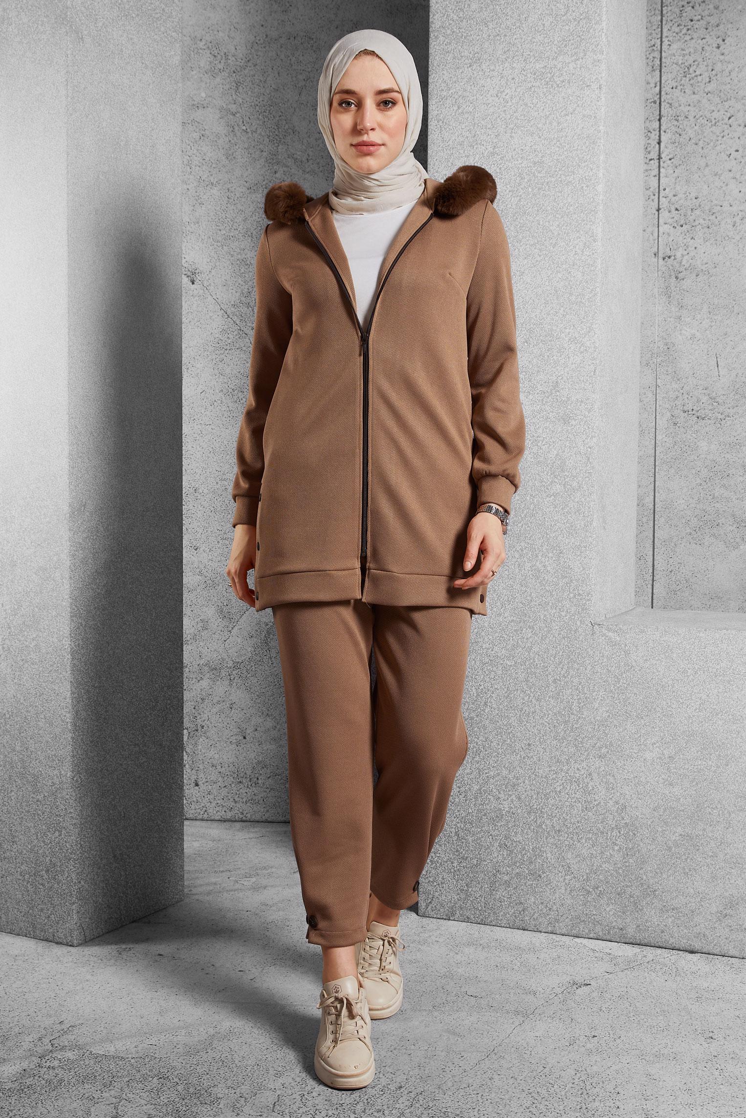 Vêtements hijab BRUN ENSEMBLE SURVÊTEMENT AVEC PANTALON 45179