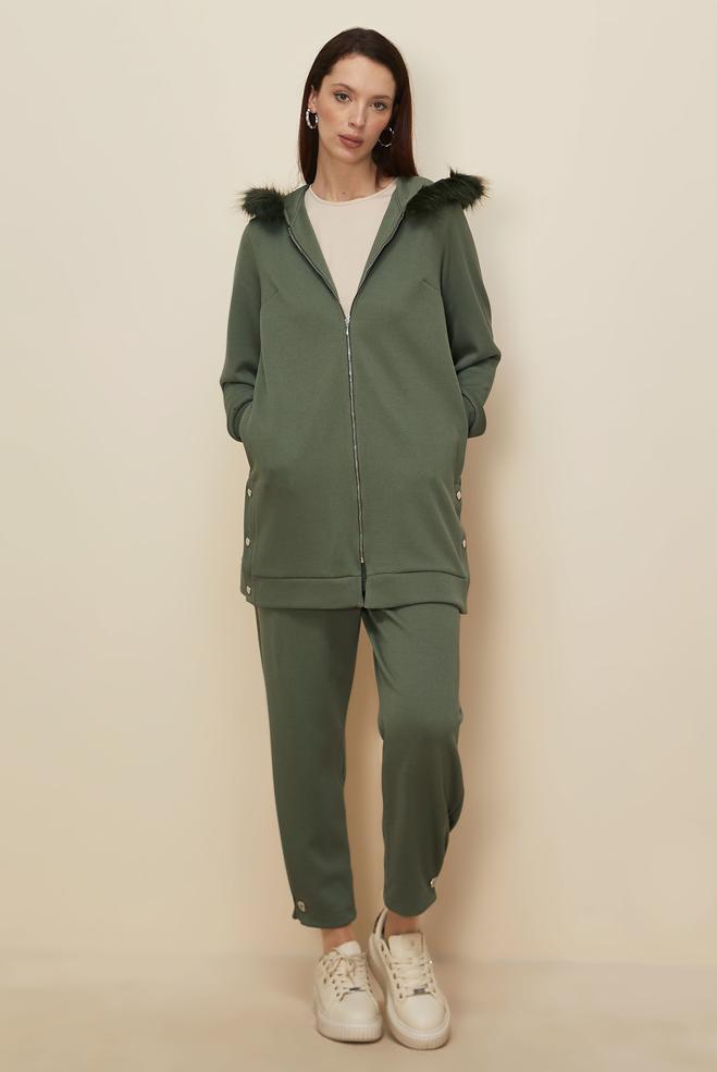 Tesettür giyim HAKİ PANTOLONLU EŞOFMAN TAKIM 45179 - ALVİNA