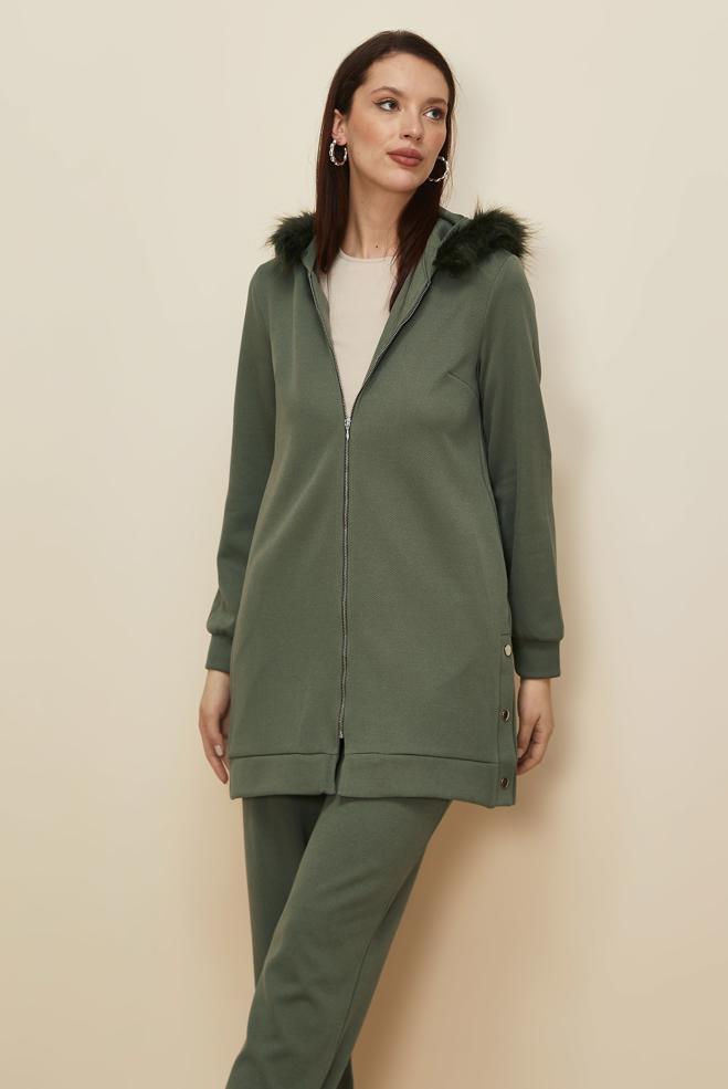 Tesettür giyim HAKİ PANTOLONLU EŞOFMAN TAKIM 45179 - ALVİNA