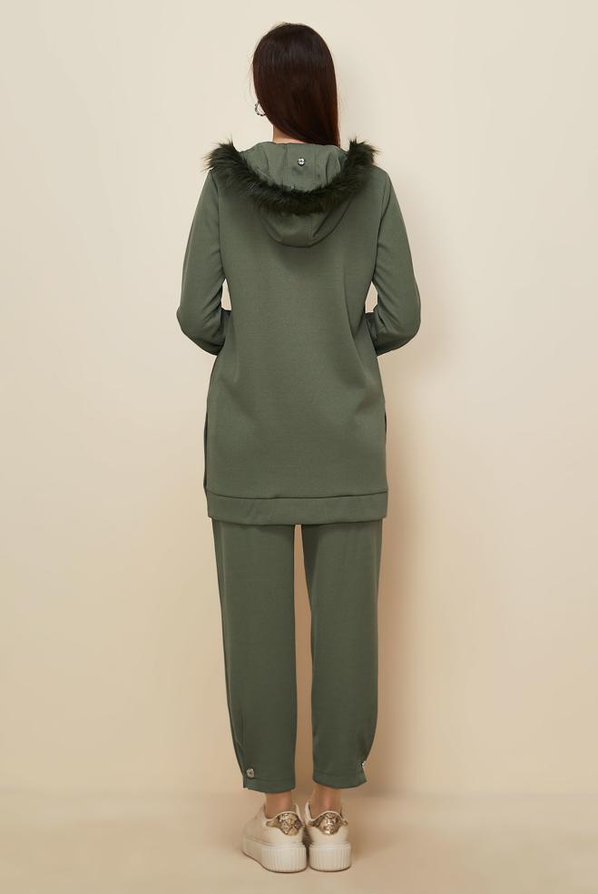 Tesettür giyim HAKİ PANTOLONLU EŞOFMAN TAKIM 45179 - ALVİNA