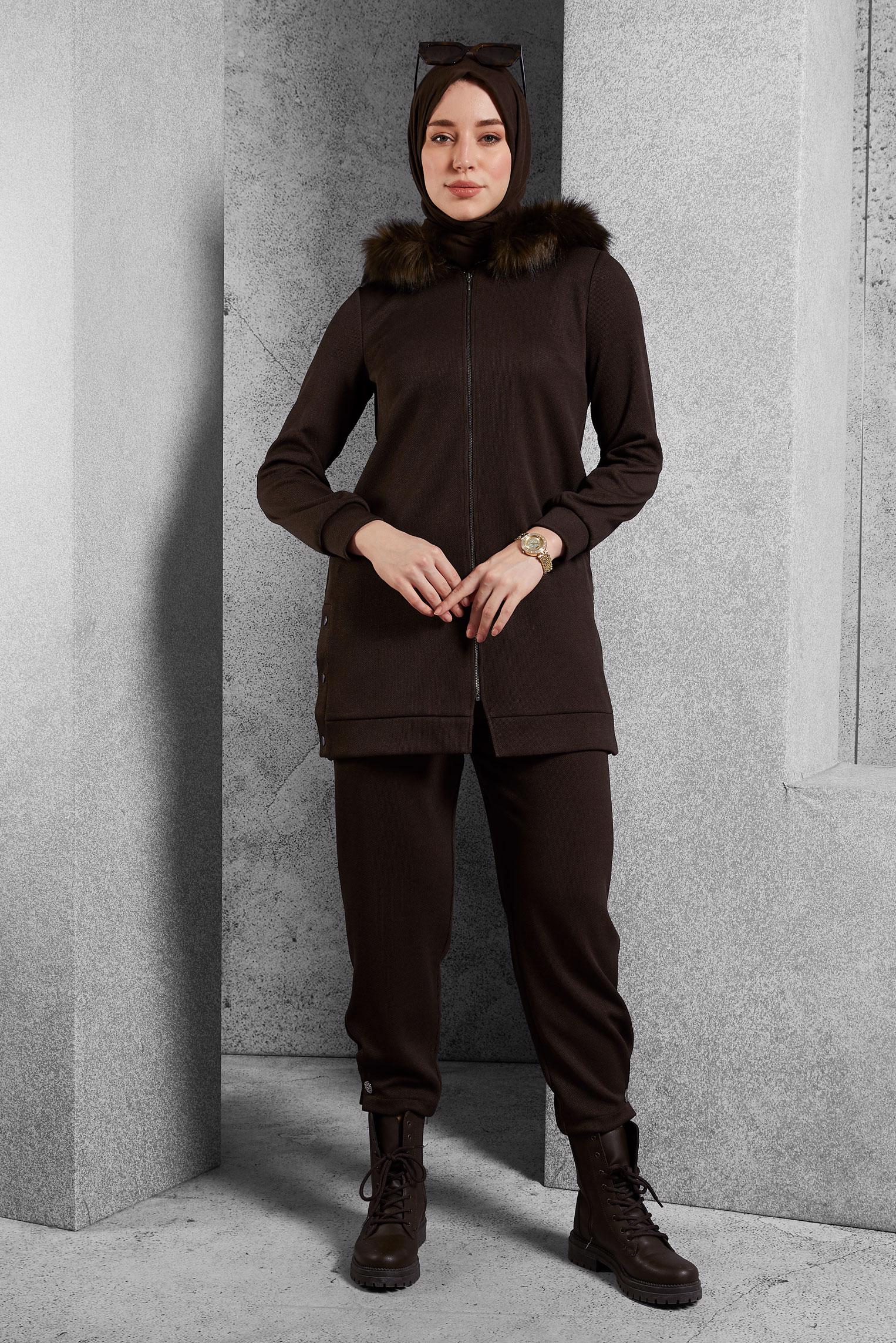 Vêtements hijab BRUN ENSEMBLE SURVÊTEMENT AVEC PANTALON 45179