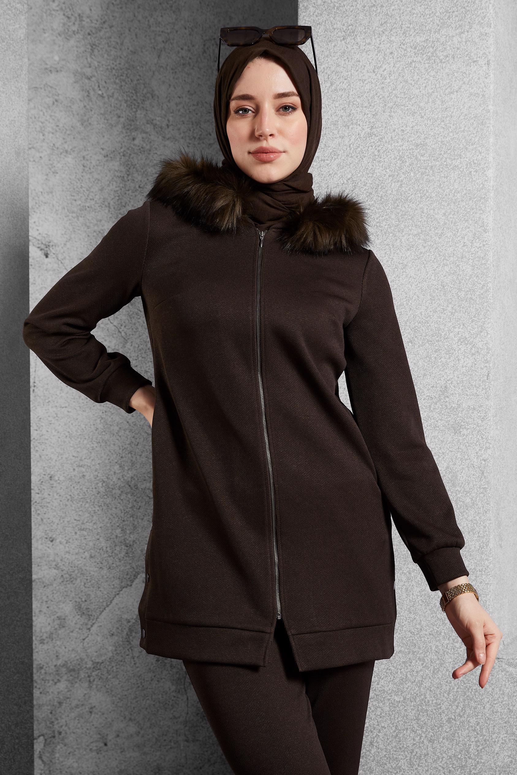 Vêtements hijab BRUN ENSEMBLE SURVÊTEMENT AVEC PANTALON 45179