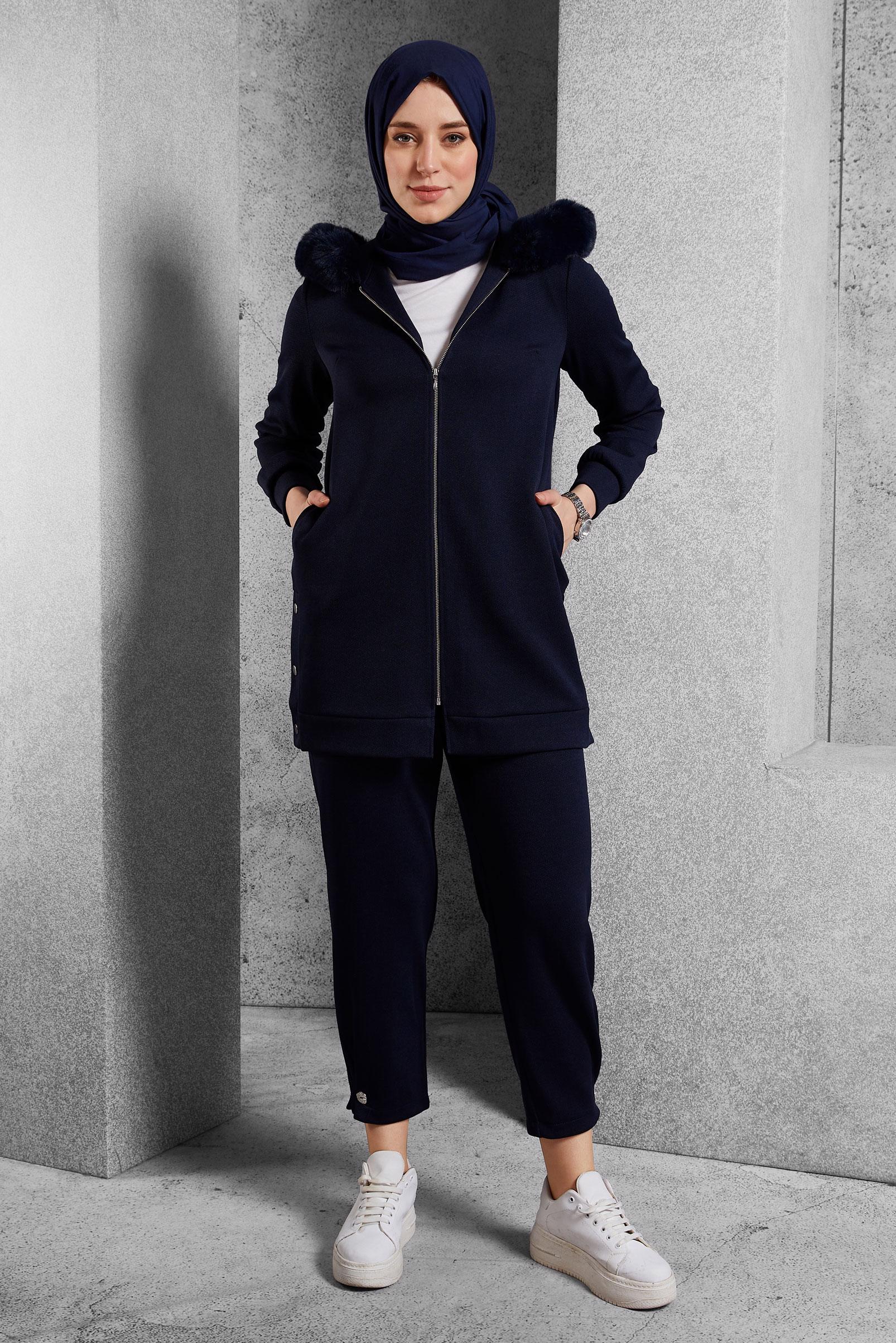 Vêtements hijab BLEU MARINE ENSEMBLE SURVÊTEMENT AVEC PANTALON 45179
