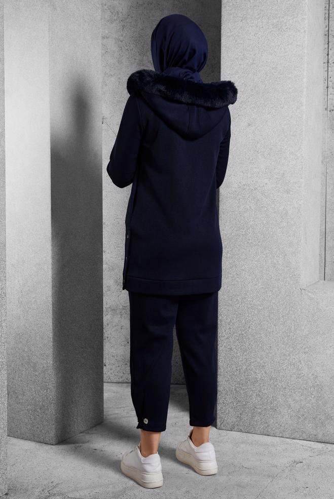 Vêtements hijab BLEU MARINE ENSEMBLE SURVÊTEMENT AVEC PANTALON 45179 - ALVİNA