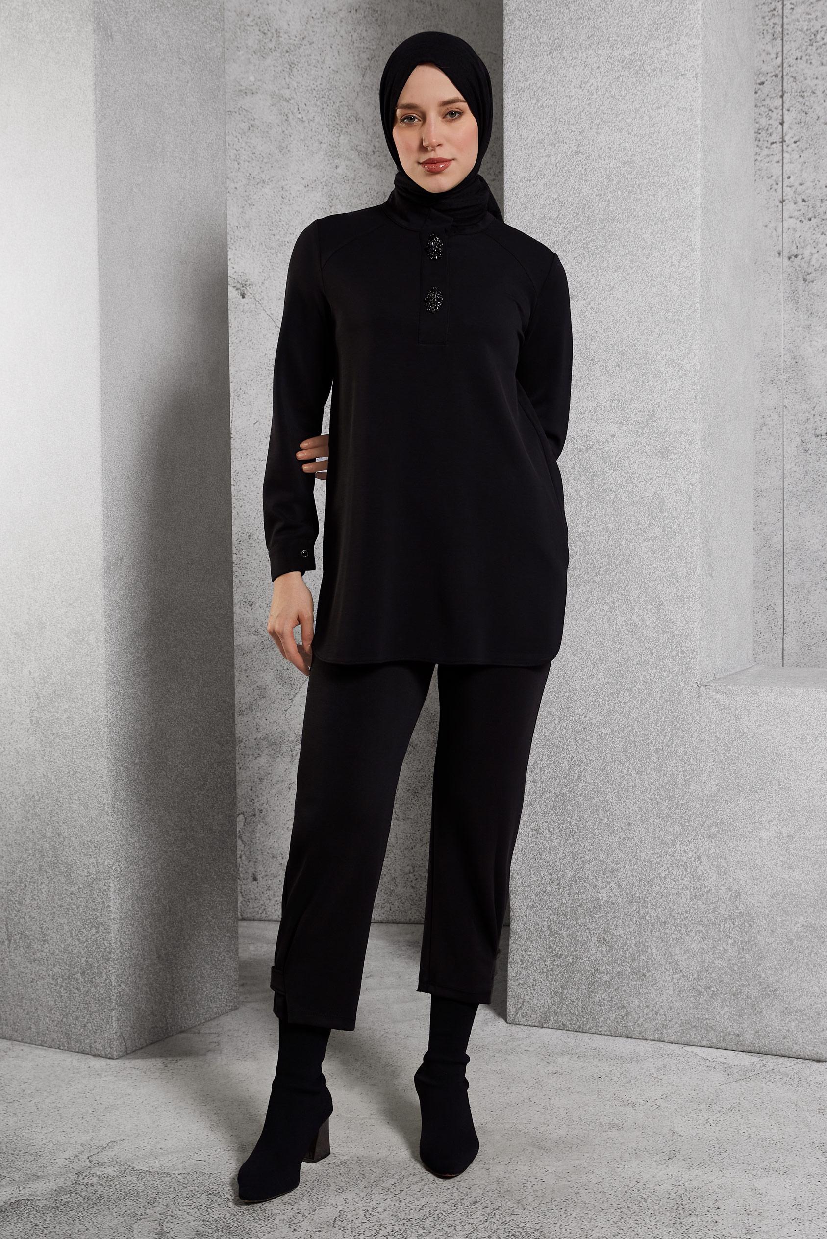 Tesettür giyim SİYAH PANTOLONLU EŞOFMAN TAKIM 45180