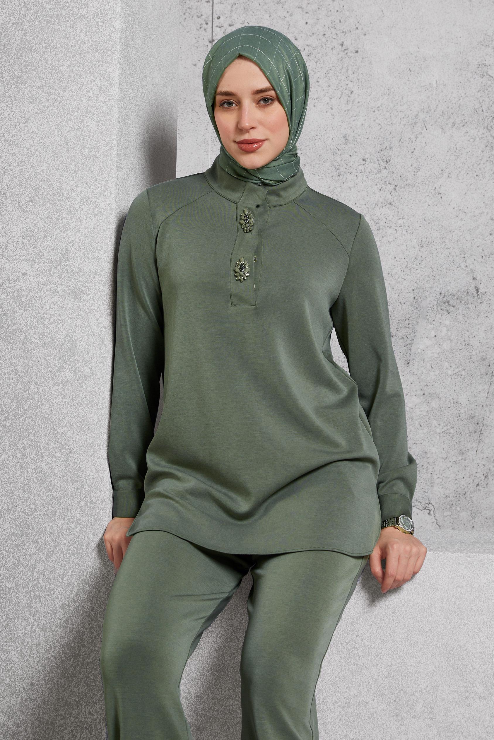 Tesettür giyim HAKİ PANTOLONLU EŞOFMAN TAKIM 45180