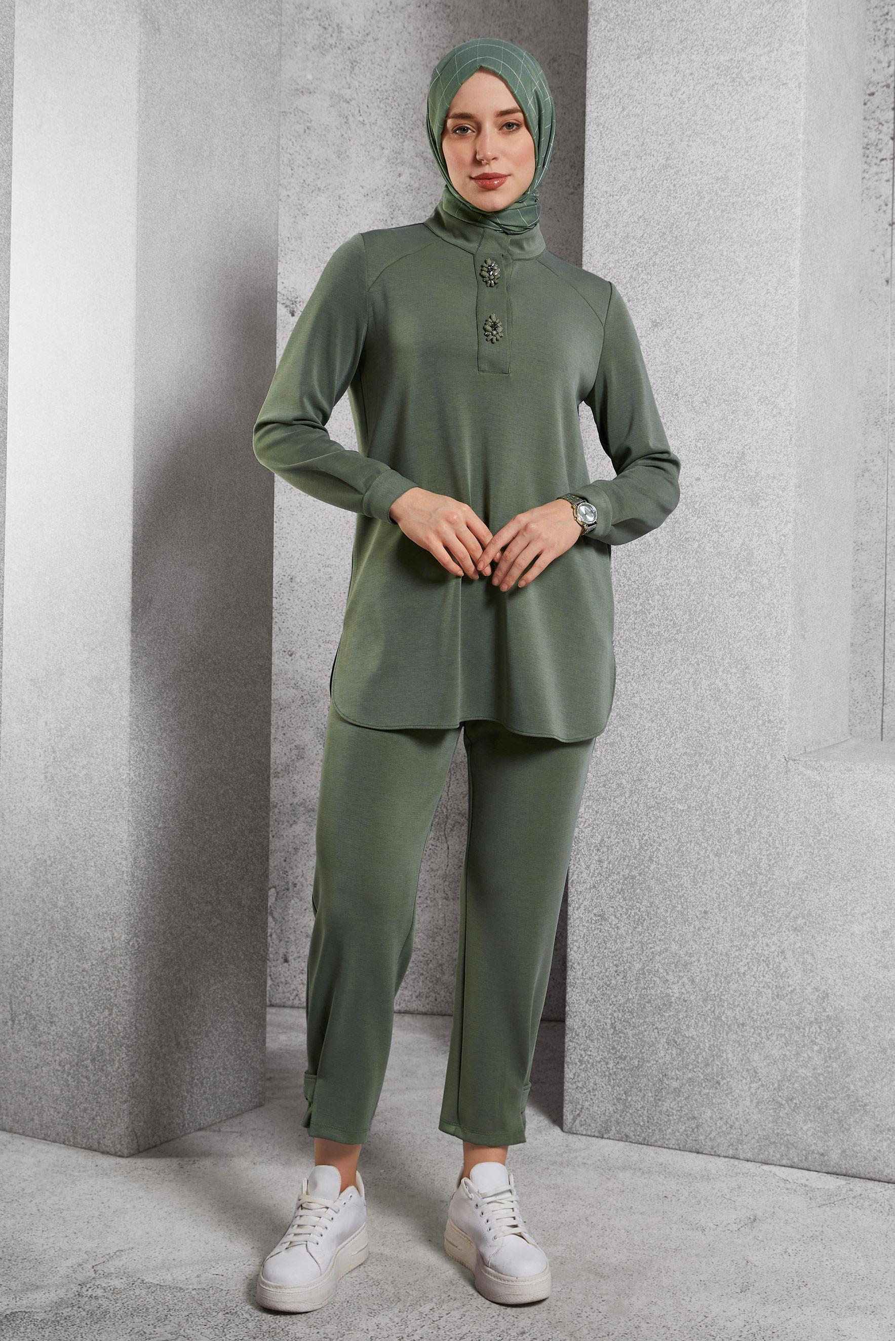 Tesettür giyim HAKİ PANTOLONLU EŞOFMAN TAKIM 45180