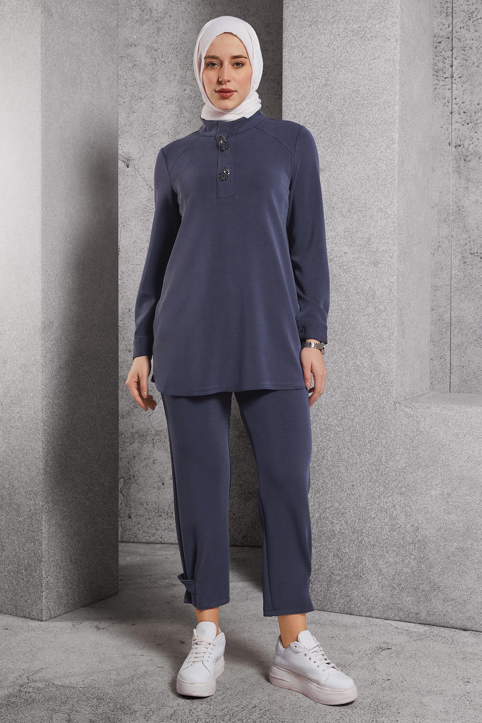 Tesettür giyim GRİ PANTOLONLU EŞOFMAN TAKIM 45180