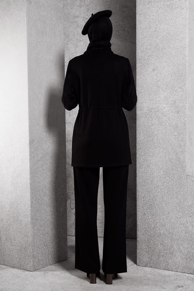 Vêtements hijab NOIR ENSEMBLE SURVÊTEMENT AVEC PANTALON 45200 - ALVİNA