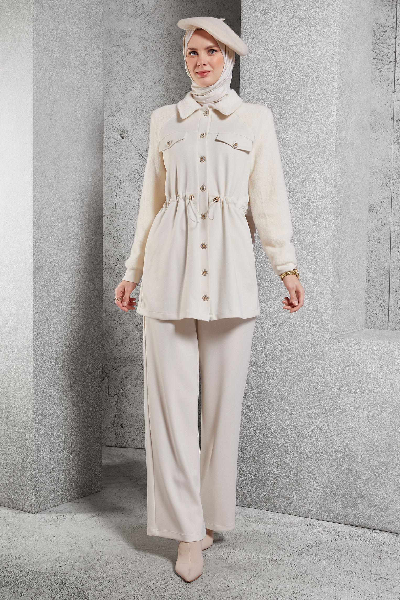 Vêtements hijab BLANC ENSEMBLE SURVÊTEMENT AVEC PANTALON 45200