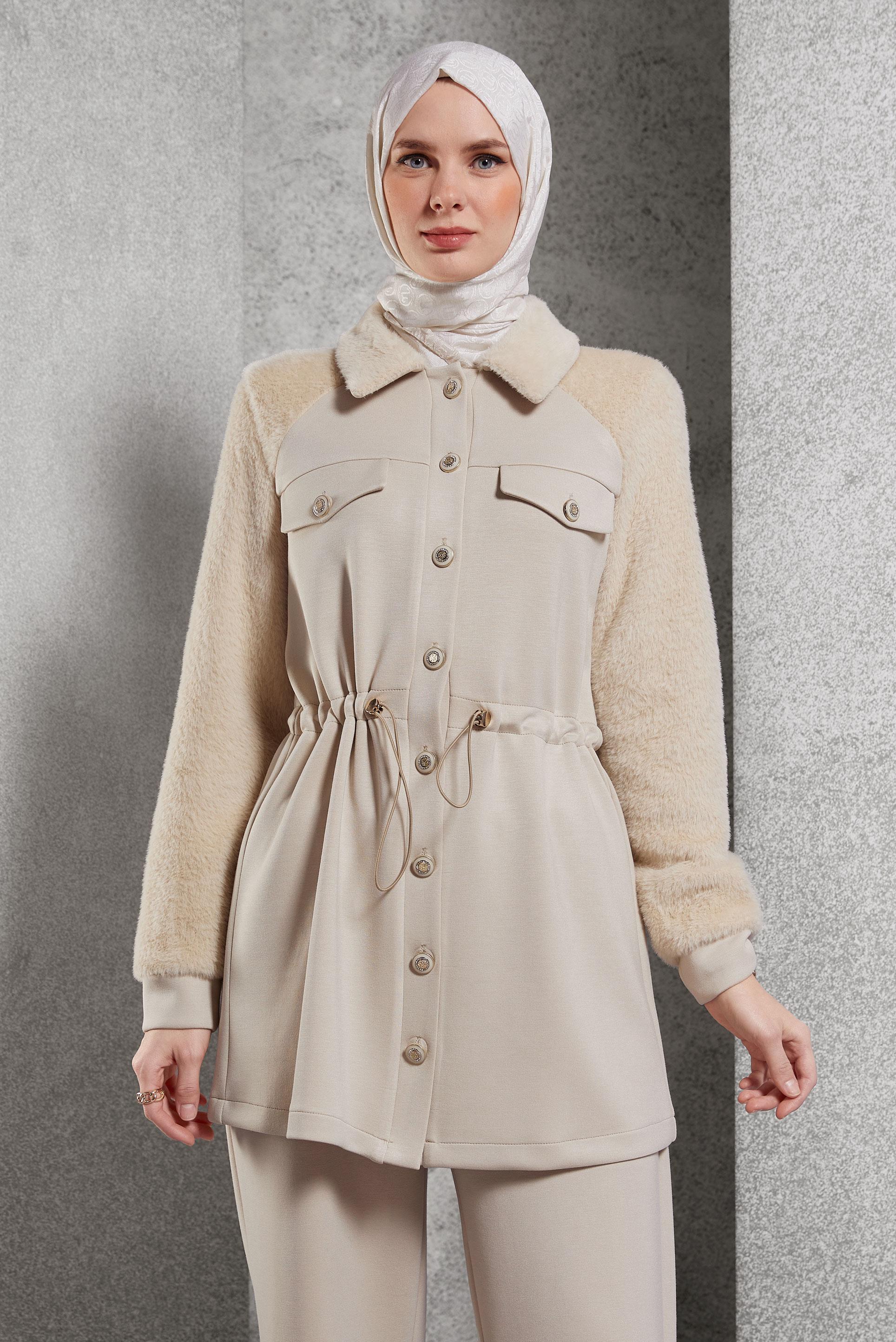 Vêtements hijab BEIGE ENSEMBLE SURVÊTEMENT AVEC PANTALON 45200