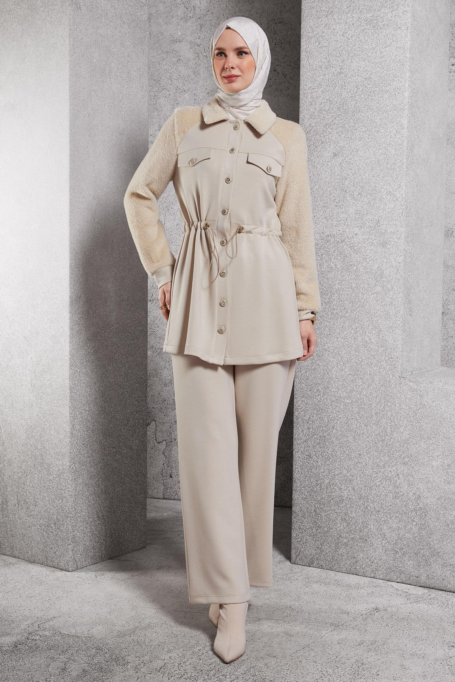 Vêtements hijab BEIGE ENSEMBLE SURVÊTEMENT AVEC PANTALON 45200