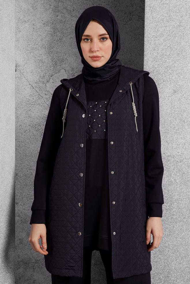 Vêtements hijab  TUNIQUE DE SURVÊTEMENT AVEC GILET 45202 - ALVİNA