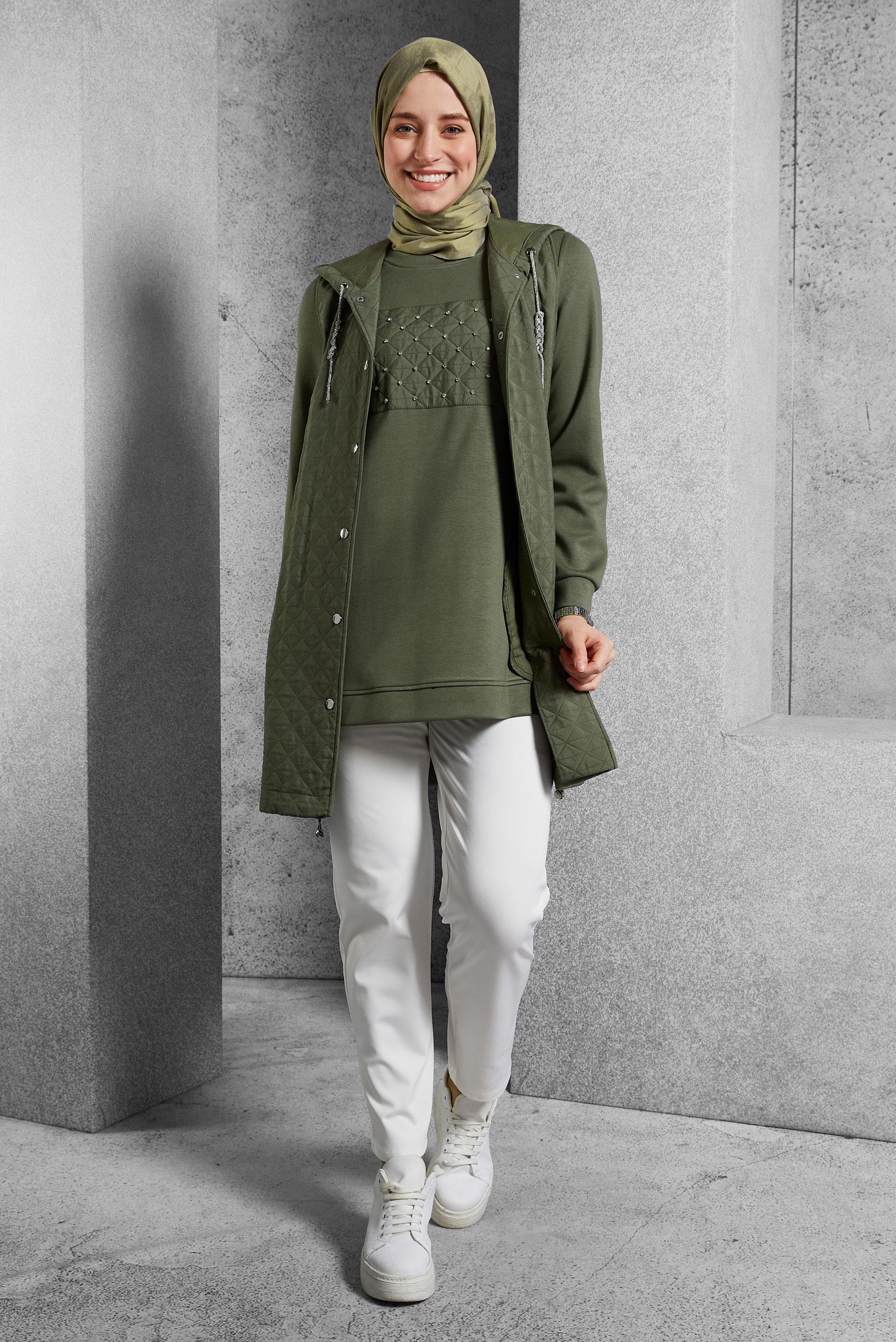 Hijab clothing KHAKI TRACKSUIT TUNIC WITH VEST 45202