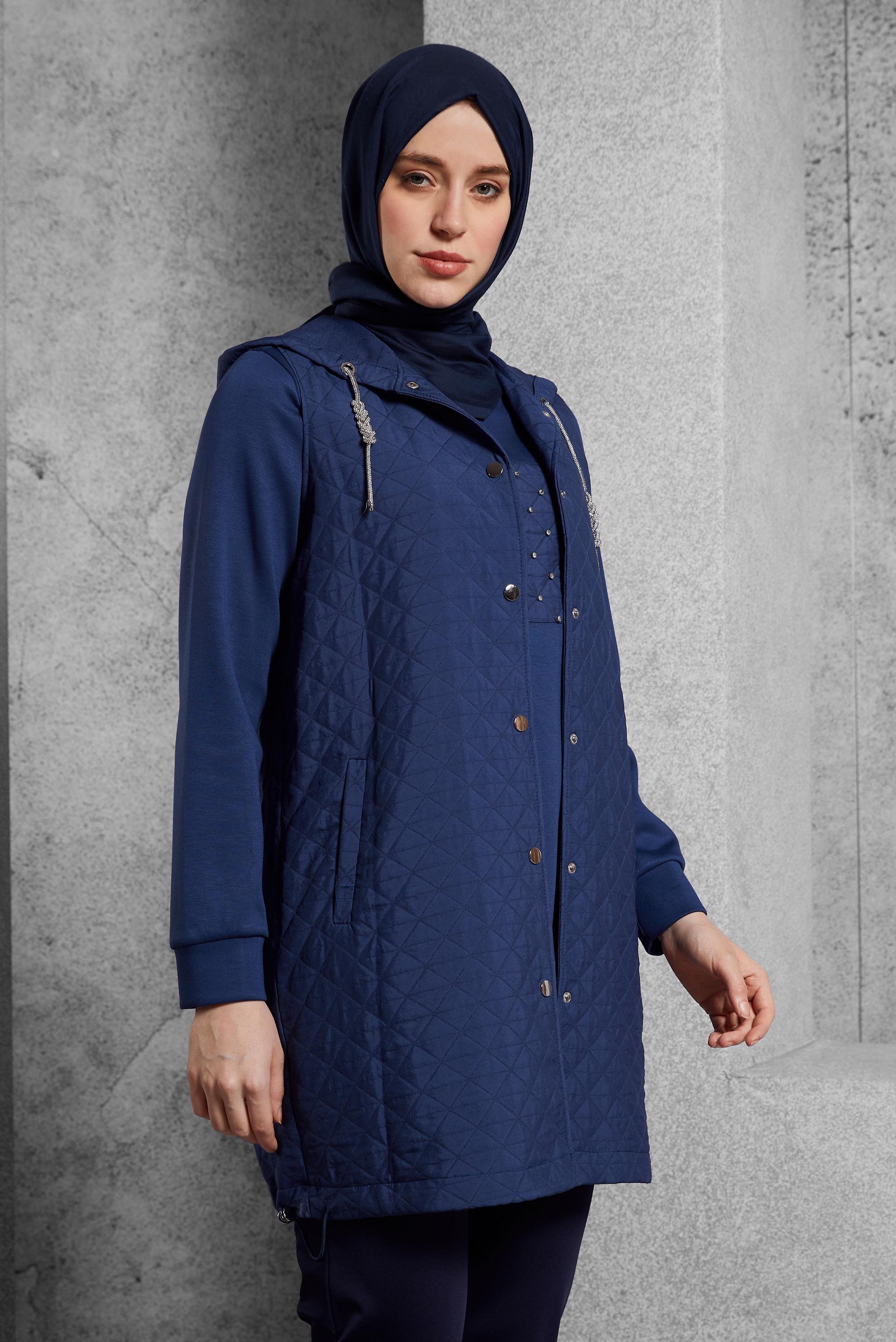 Vêtements hijab BLEU MARINE TUNIQUE DE SURVÊTEMENT AVEC GILET 45202