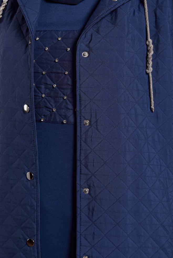 Vêtements hijab BLEU MARINE TUNIQUE DE SURVÊTEMENT AVEC GILET 45202 - ALVİNA