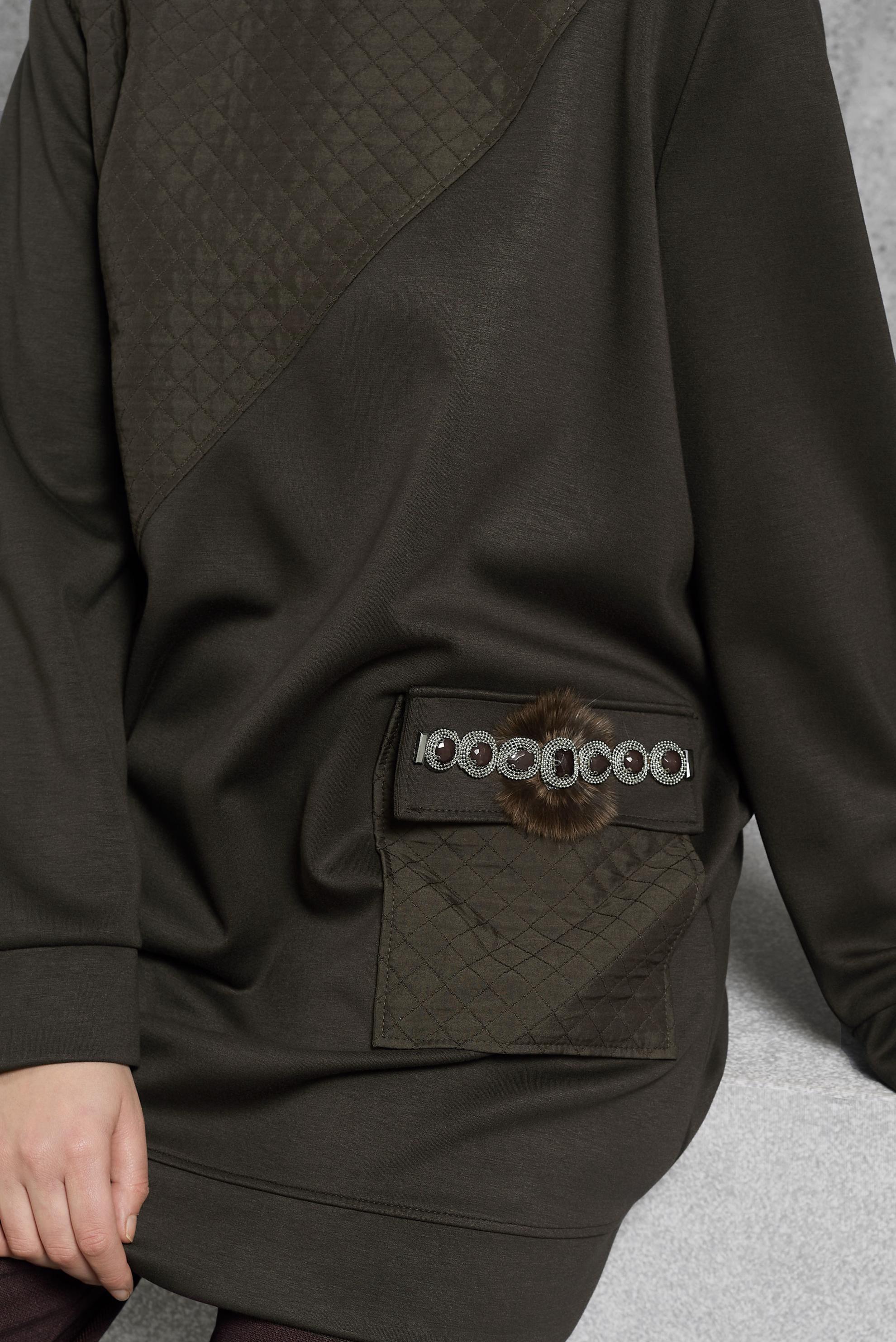 Vêtements hijab BRUN TUNIQUE DE SURVÊTEMENT AVEC BIJOU 45203