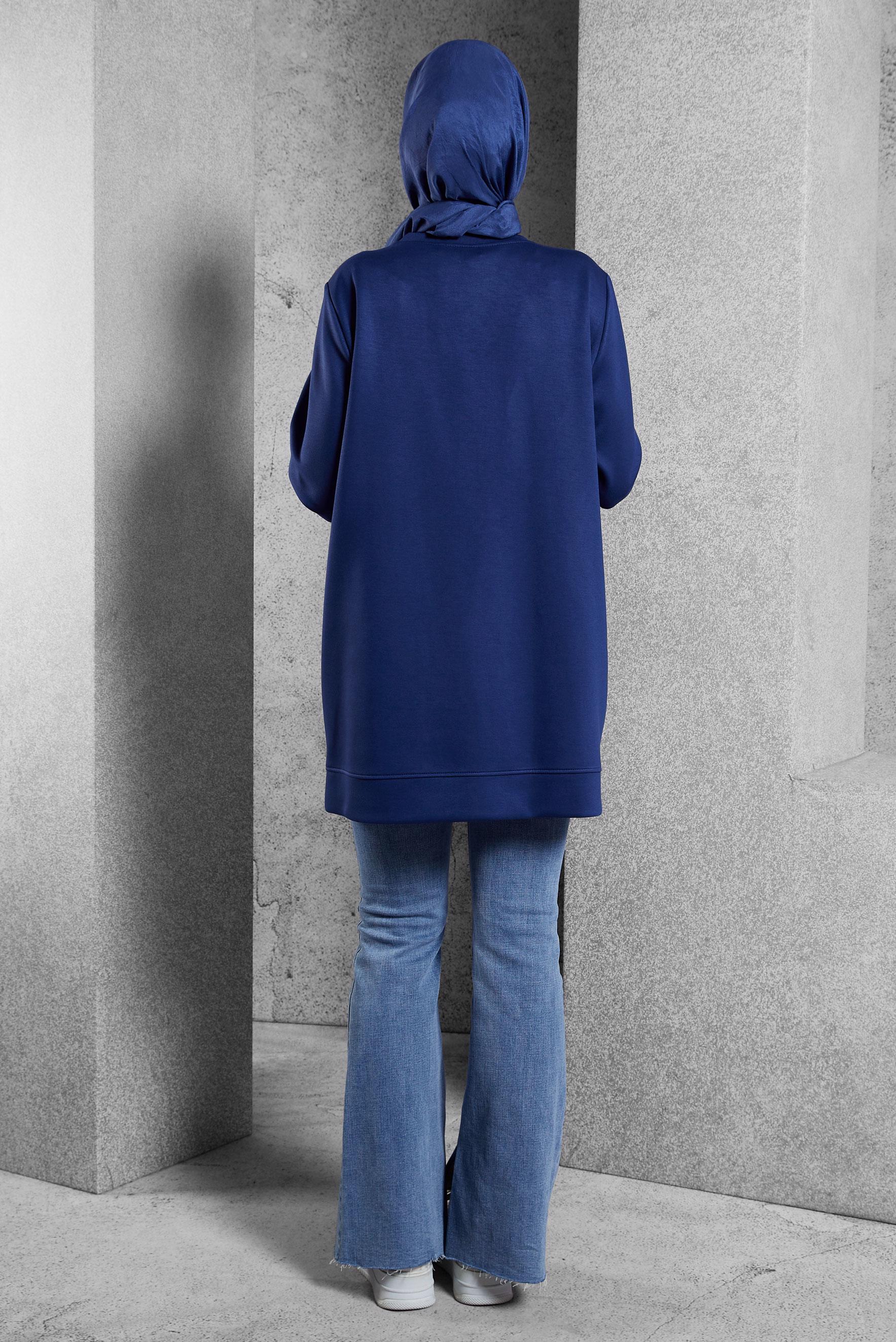 Vêtements hijab BLEU MARINE TUNIQUE DE SURVÊTEMENT AVEC BIJOU 45203