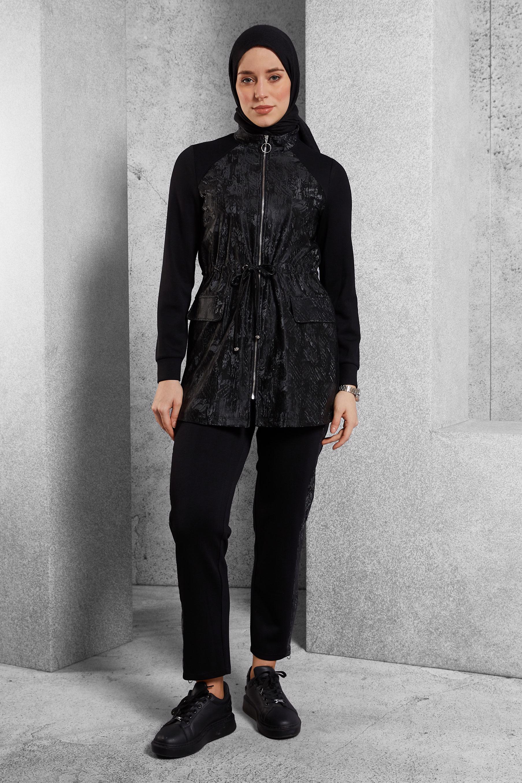 Hijab clothing BLACK TRACKSUIT SET WITH PANTS 45204