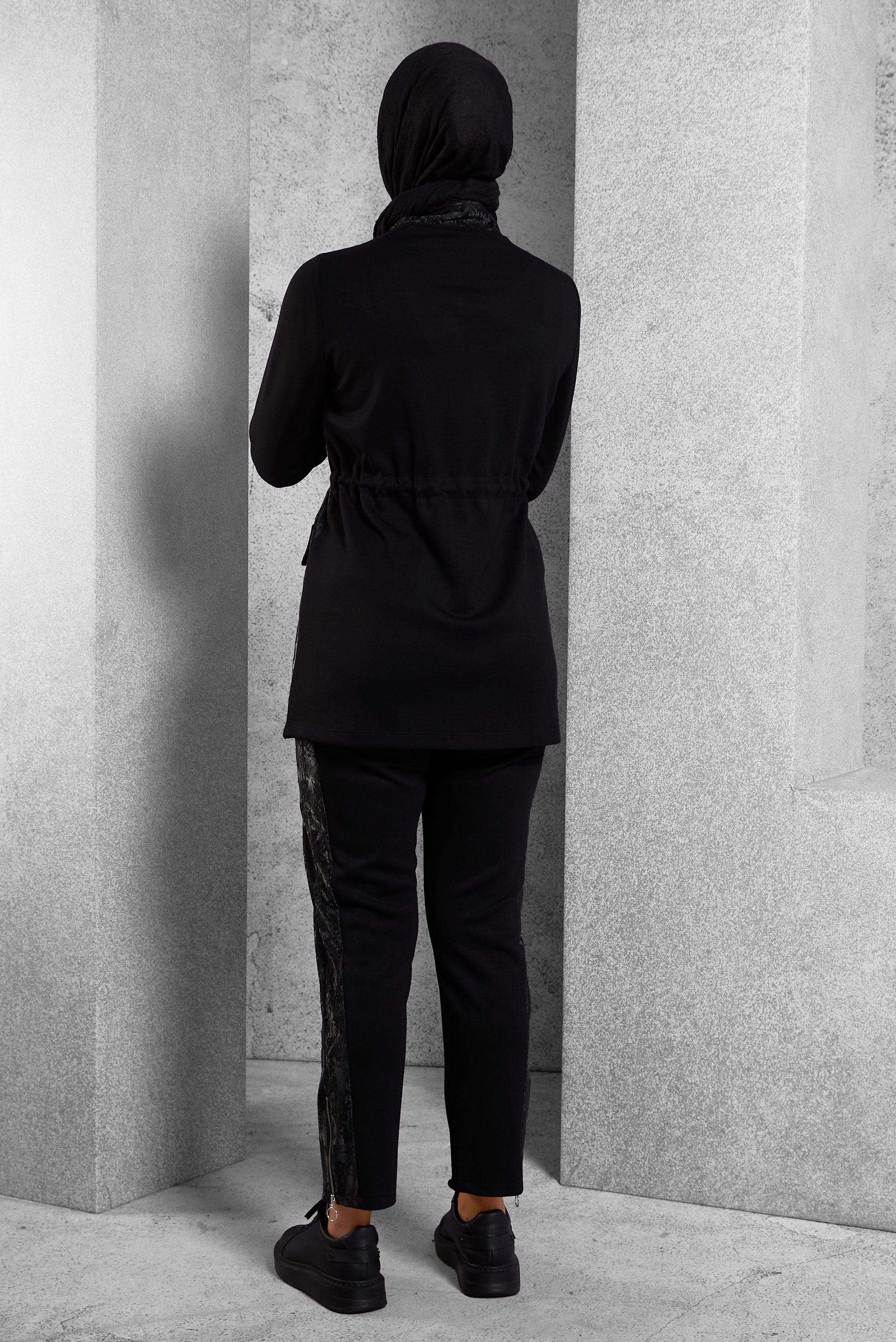 Hijab clothing BLACK TRACKSUIT SET WITH PANTS 45204