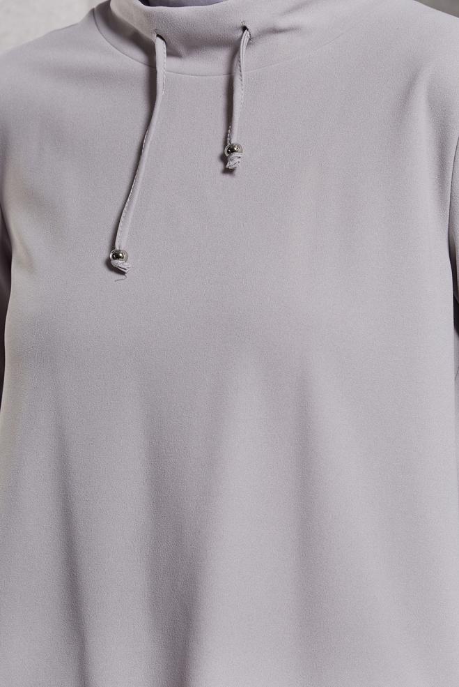 Tesettür giyim GRİ YAKASI BAĞCIKLI EŞOFMAN TUNİK 45209 - ALVİNA