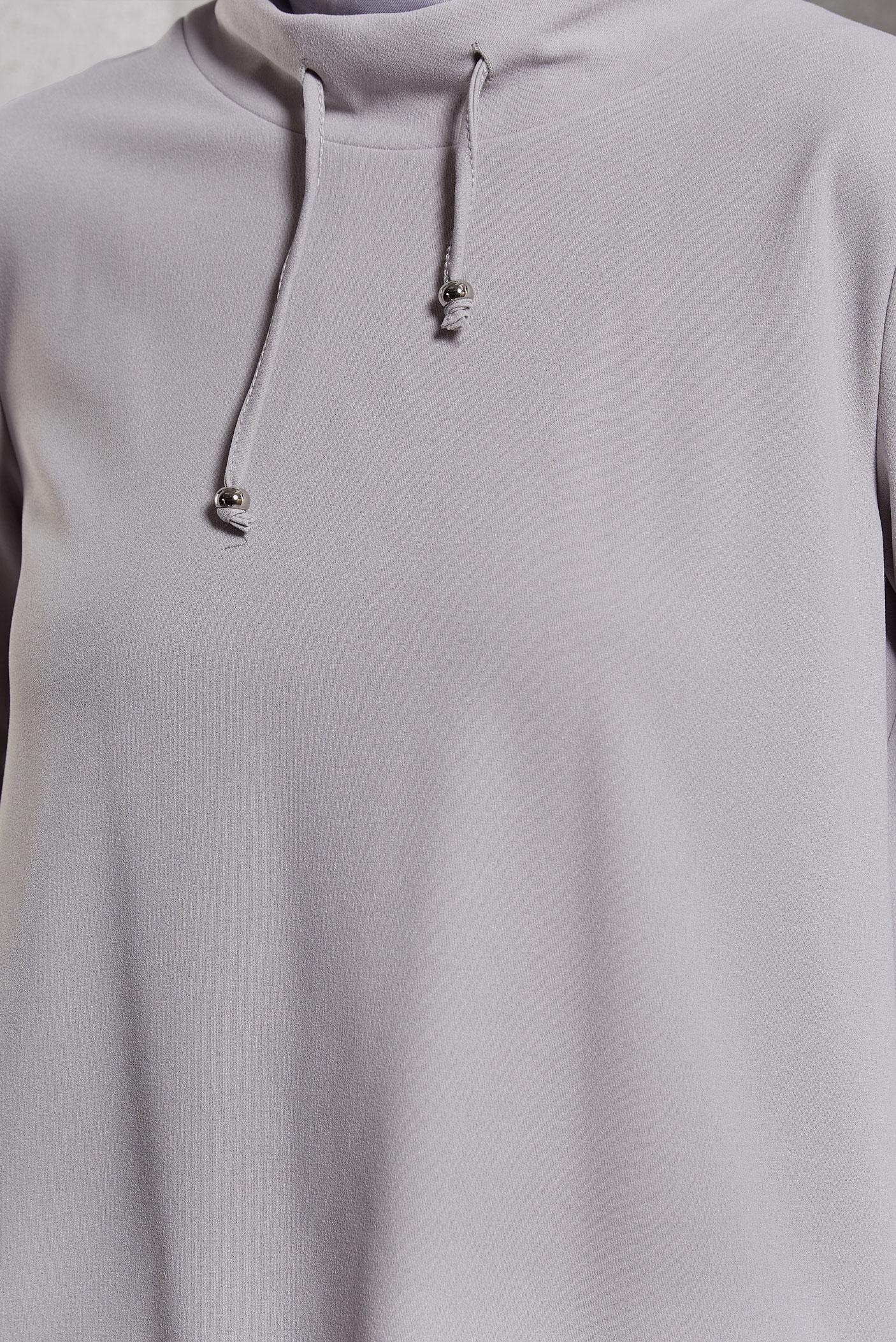 Tesettür giyim GRİ YAKASI BAĞCIKLI EŞOFMAN TUNİK 45209