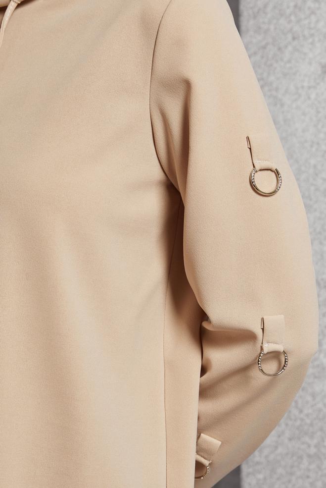 Tesettür giyim EKRU YAKASI BAĞCIKLI EŞOFMAN TUNİK 45209 - ALVİNA